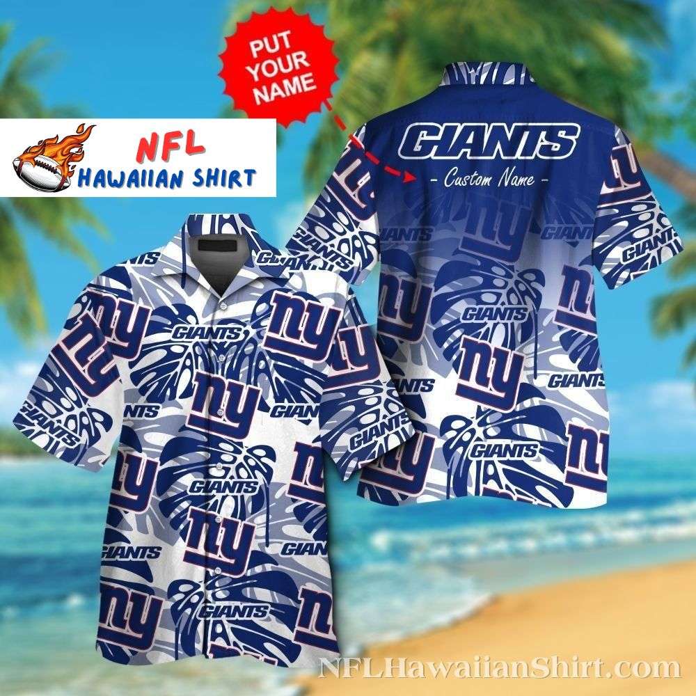 Signature NY Blue New York Giants Personalized Tropical Hawaiian Shirt Gift For Sport Music Fans