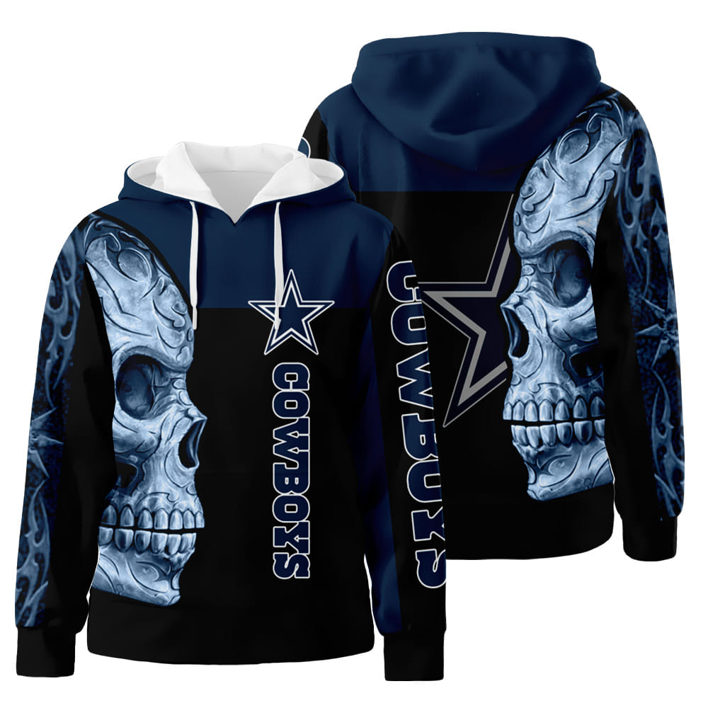 Skull Dallas Cowboys 3D All Over Print Hoodie Zip-Up Hoodie