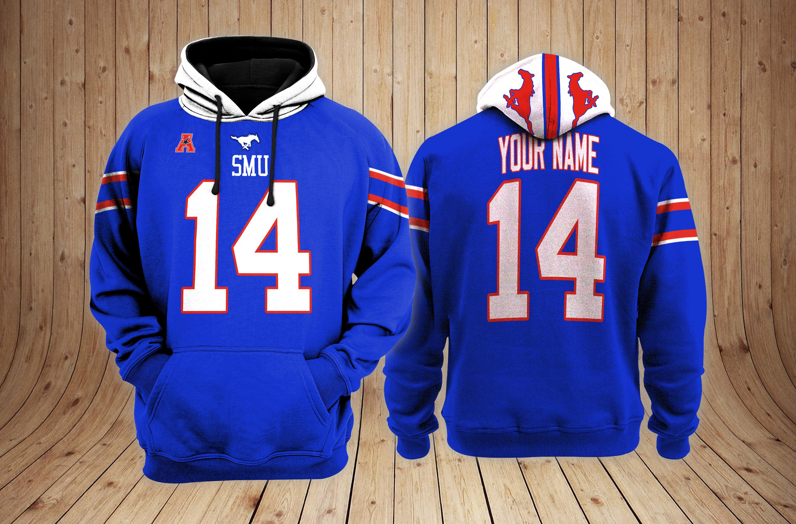SMU Mustangs Football Custom 3D printed Sweatshirt Hoodie Zipped Hoodie