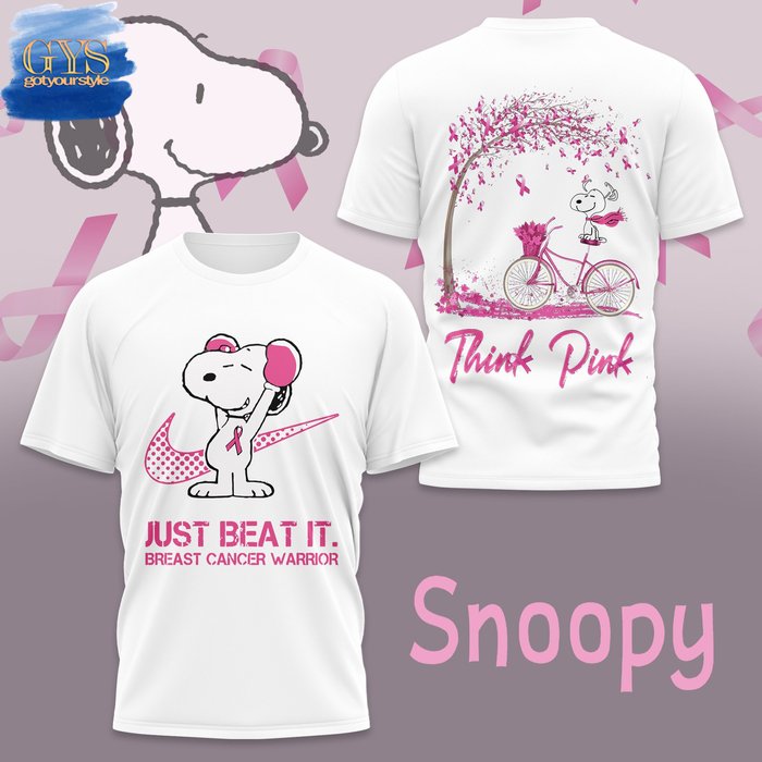 Snoopy Just Beat It Breast Cancer Warrior Limited T-Shirt Gift For Sport Music Fans