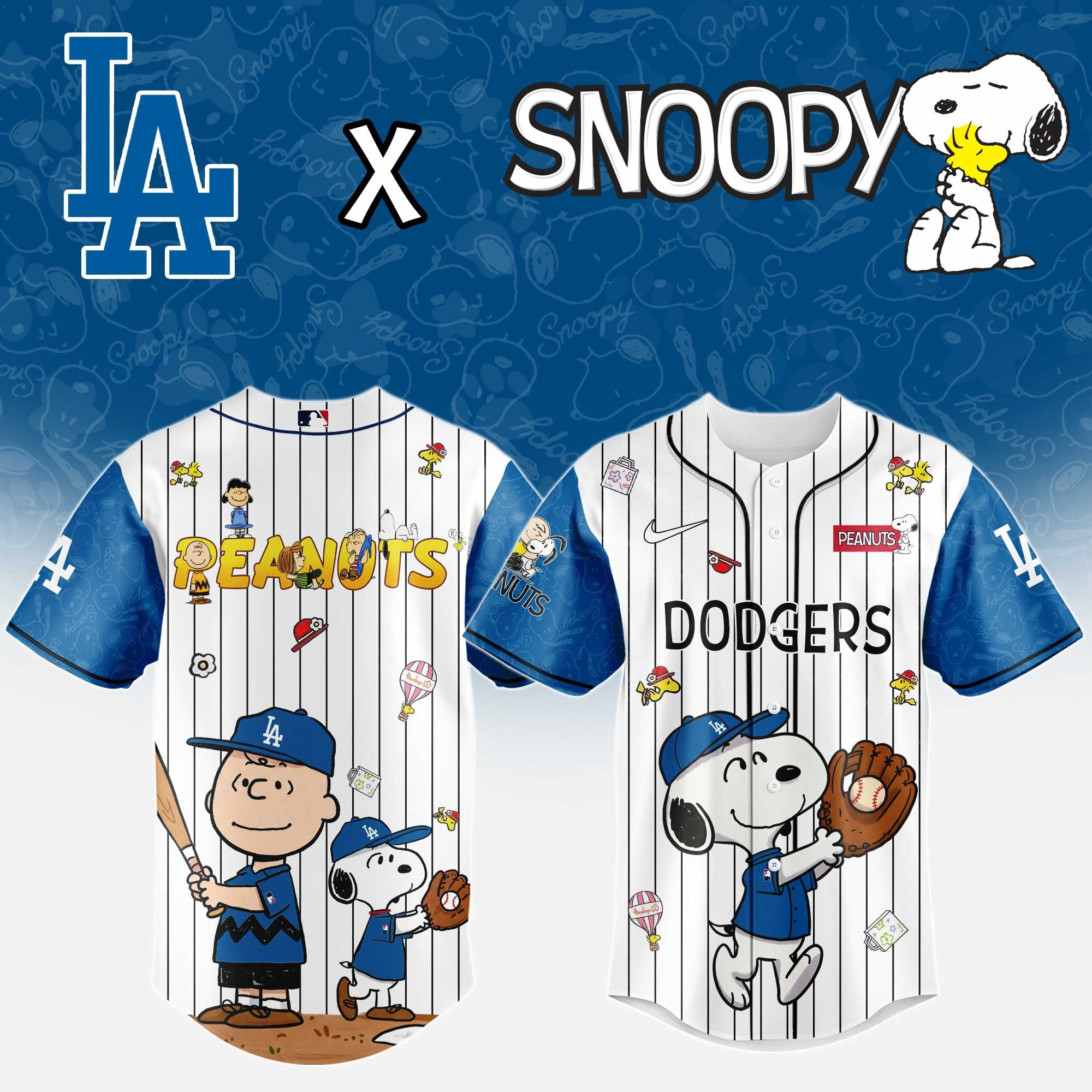 Snoopy Peanuts Los Angeles Dodgers Jersey 2025 MLB Cute Gifts For Dodgers Fans