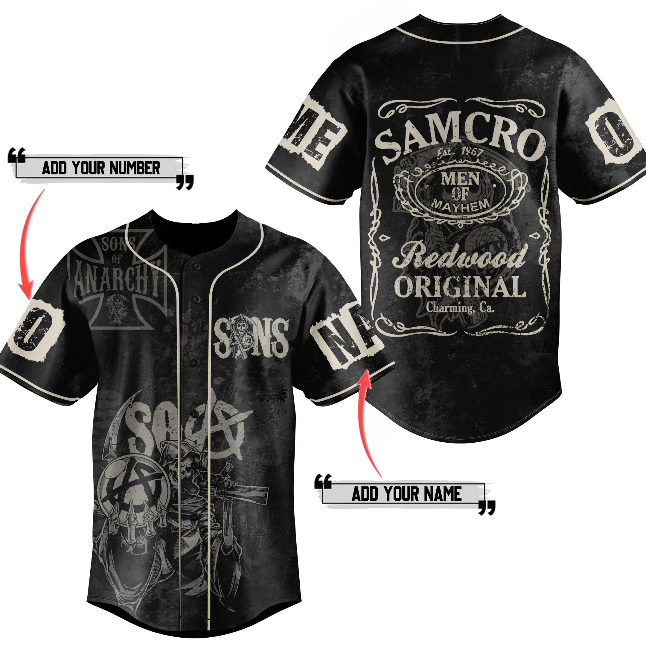 Sons of Anarchy Motorcycle Club Redwood Original Baseball Jersey For Fans