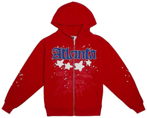 Sp5der Atlanta Zip Up Hoodie Red Mens Womens 555 Spider Web Hoodie Apparel