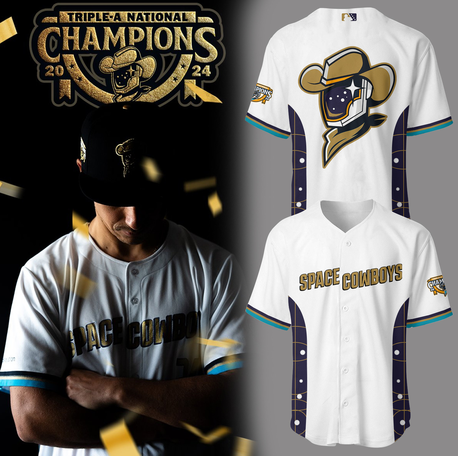 Space Cowboys Baseball 2025 Champions 2024 Jersey Baseball Team Gift Ideas