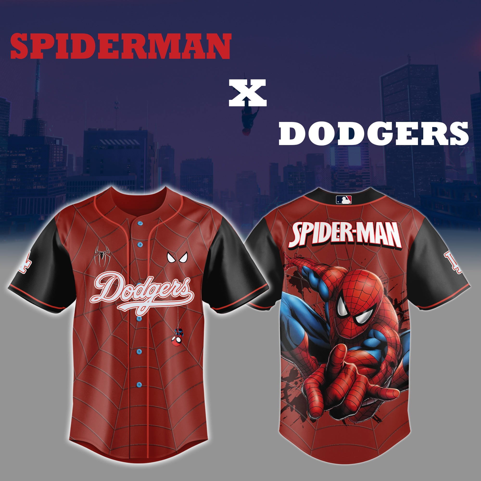 Spider Man x Los Angeles Dodgers  Edition Jersey Baseball Lover Gift Ideas
