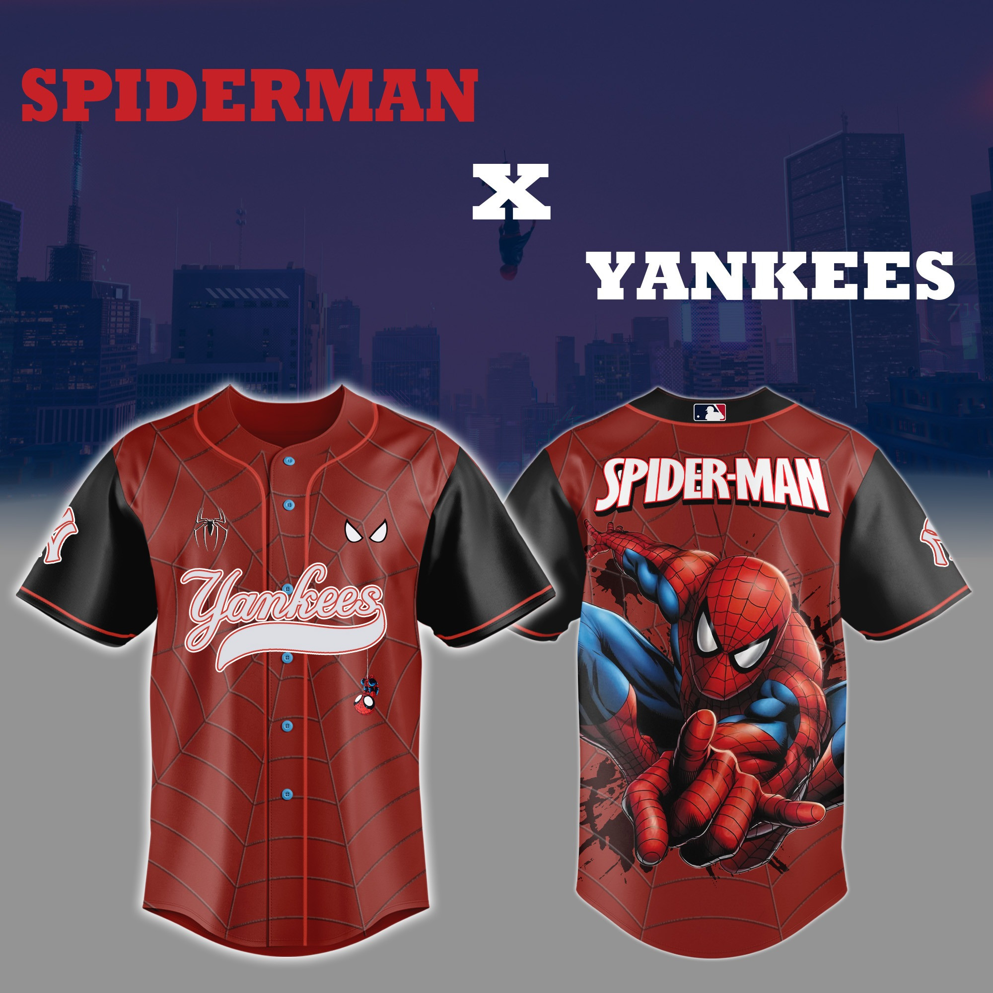 Spider Man x New York Yankees  Edition Jersey Presents For Baseball Lovers