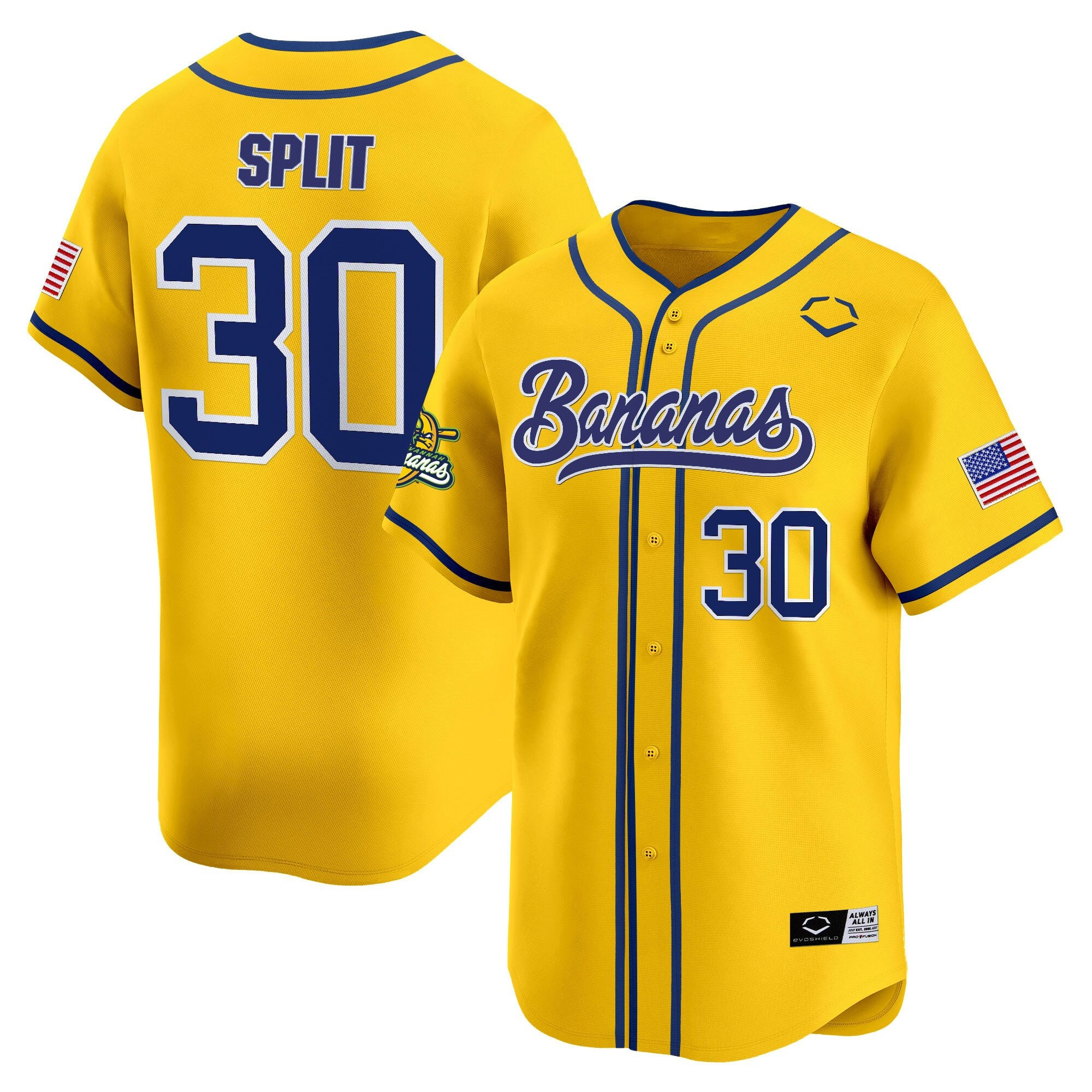 Split Bananas Jersey Baseball Bananas Ball Yellow Jersey Merch Apparel Best Gifts For Fans