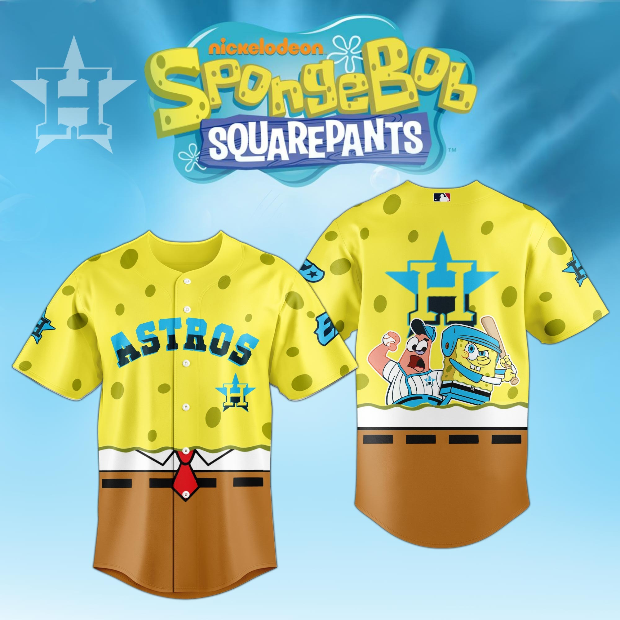 Spongebob x MLB Houston Astros  Edition Jersey 2025 Cool Gifts For Baseball Lovers