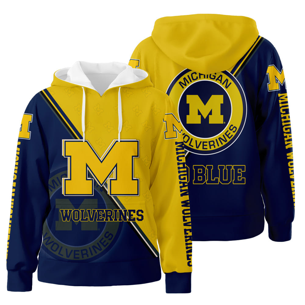 Sports American Football Ncaaf Michigan Wolverines 3D All Over Print Hoodie Zip-Up Hoodie