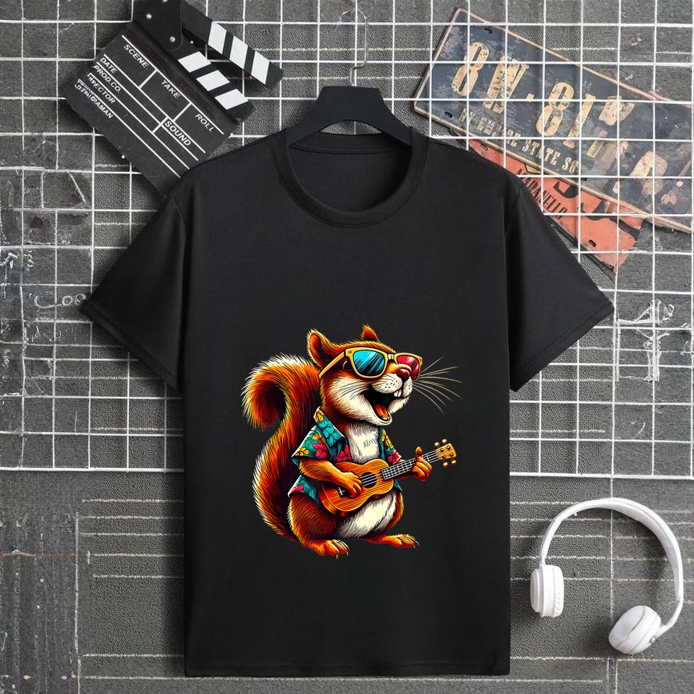 Squirrel Wearing a Hawaiian Shirt, Playing a Ukulele T-Shirt