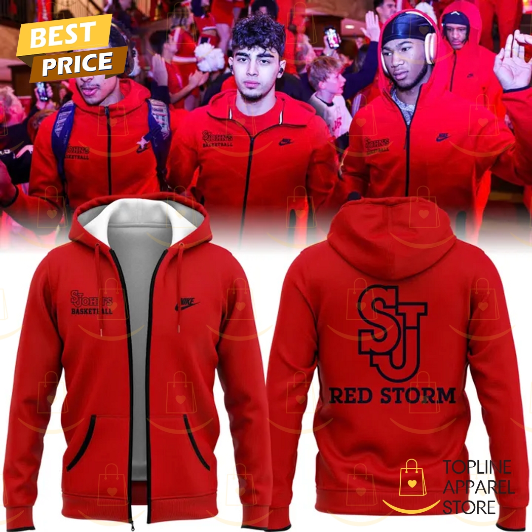 St Johns Red Storm 2025 Zip Hoodie - Red Gift For Sport Music Fans