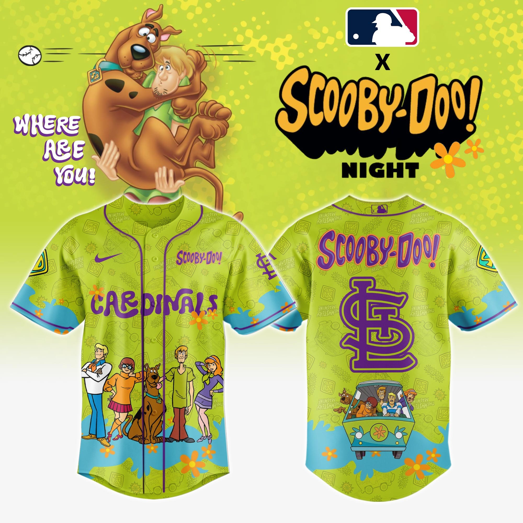 St Louis Cardinals MLB X Scooby Doo Night Jersey Merch Best Gifts For Baseball Fans