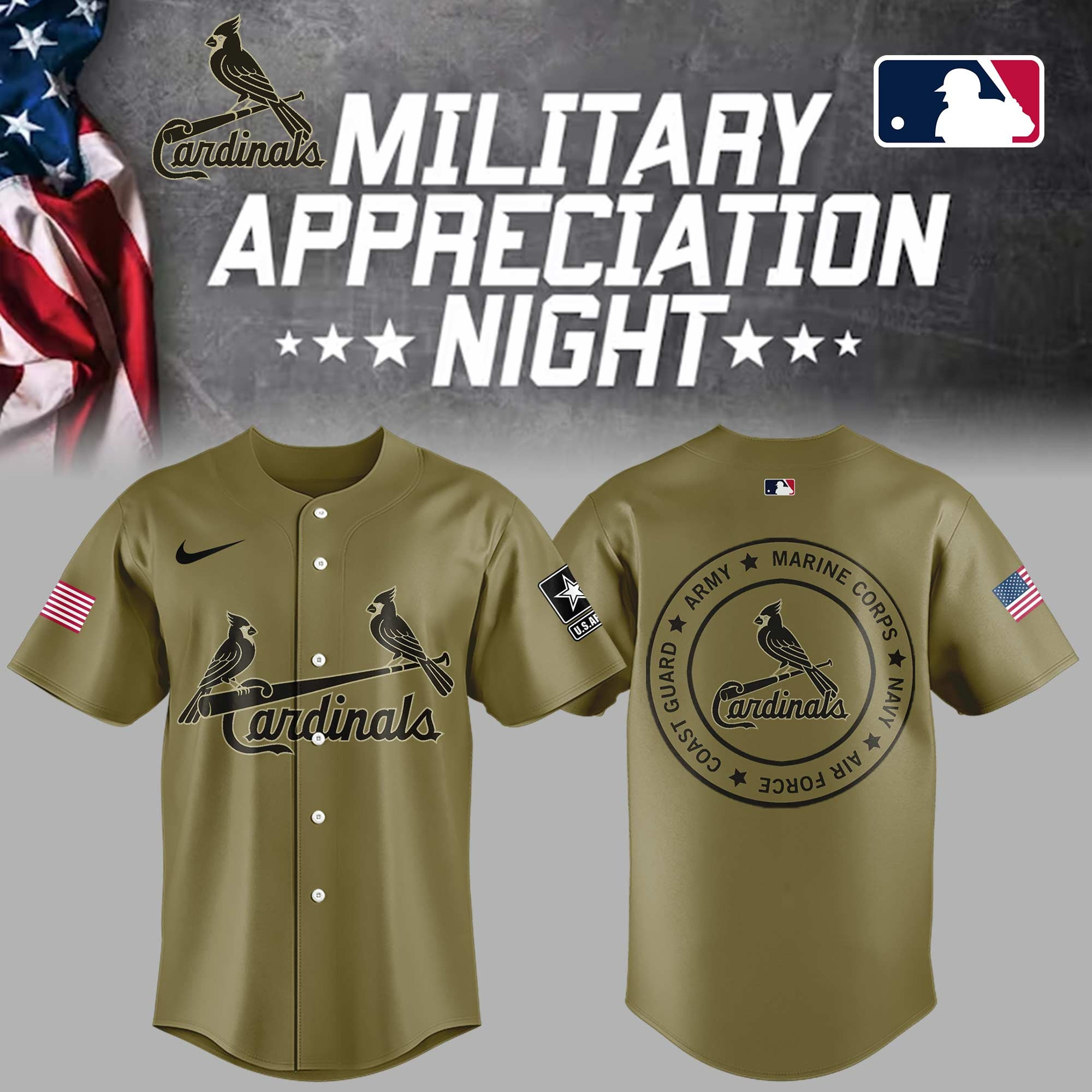 St. Louis Cardinals Military Appreciation Night Jersey MLB Baseball Merch Gifts For Veterans