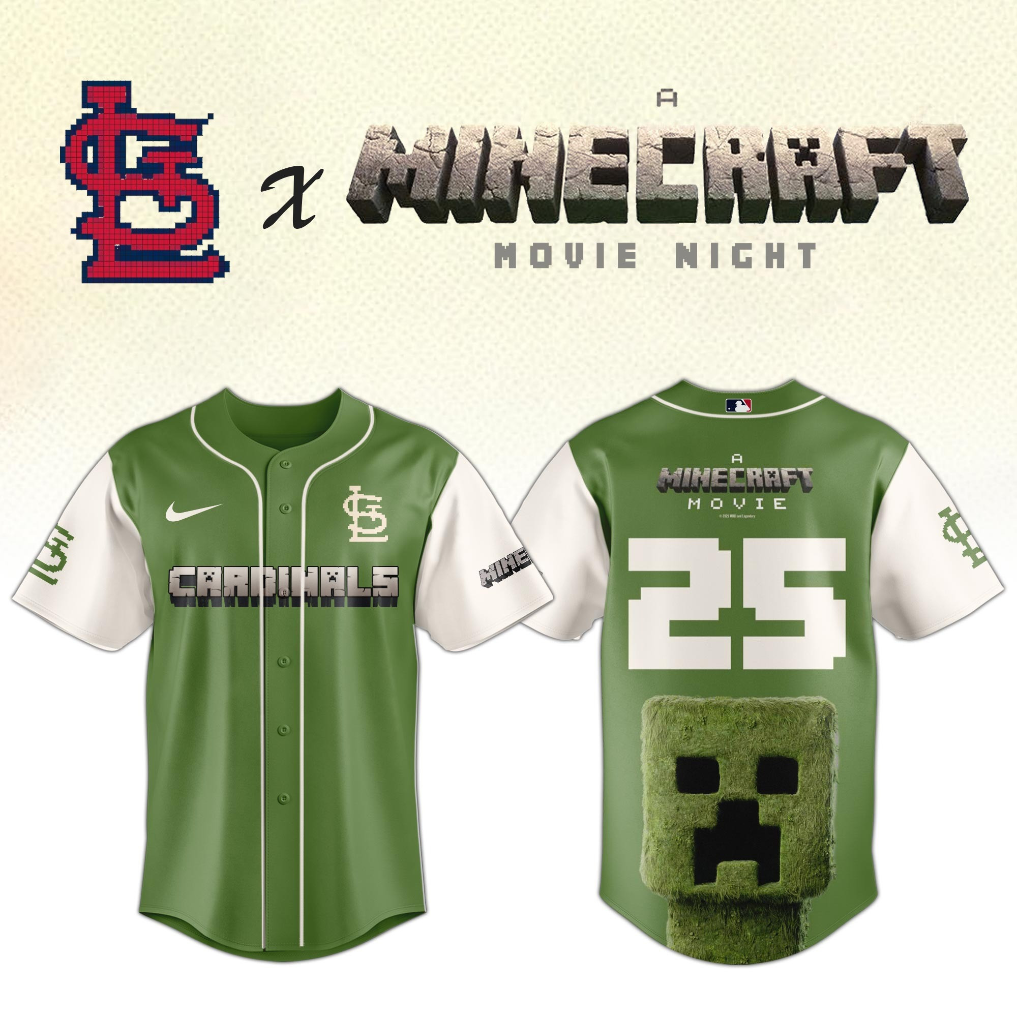 St. Louis Cardinals MLB x A MINECRAFT MOVIE Night Jersey Fan Gifts For Baseball Lovers