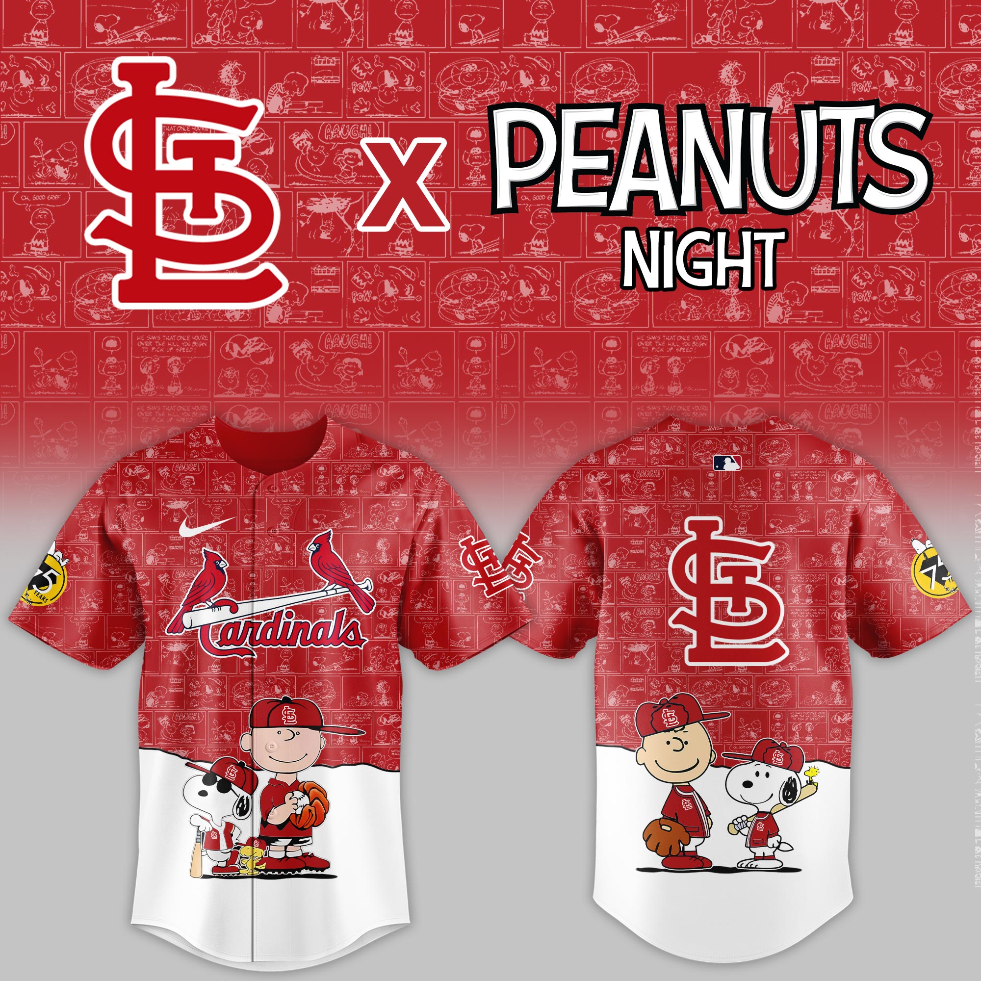 St. Louis Cardinals MLB x Peanuts Night Personalized Baseball Jersey For Fan