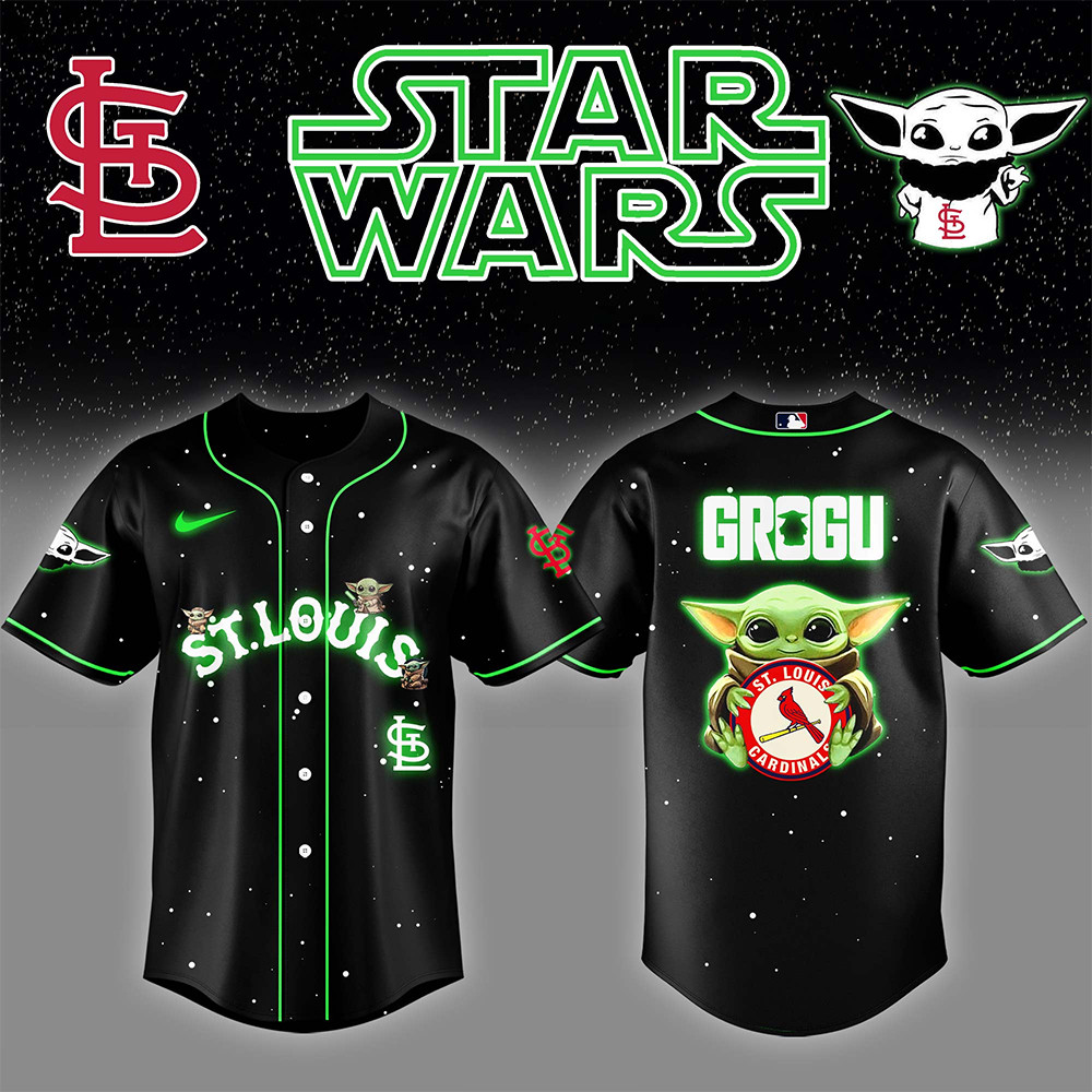 St.Louis Cardinals x Star Wars Grogu Night Baseball Jersey Baseball Lover Gift Ideas