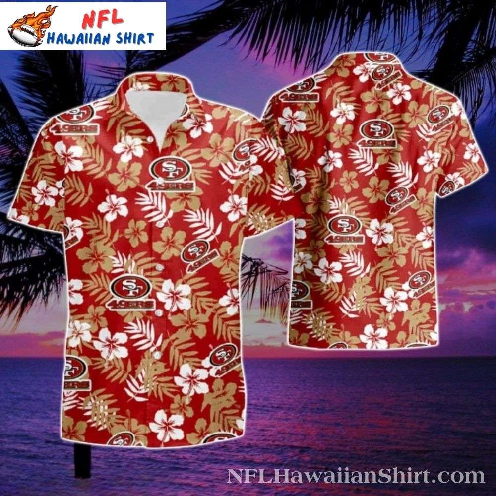 Sunset Palms 49ers Red Hawaiian Aloha Shirt Gift For Sport Music Fans