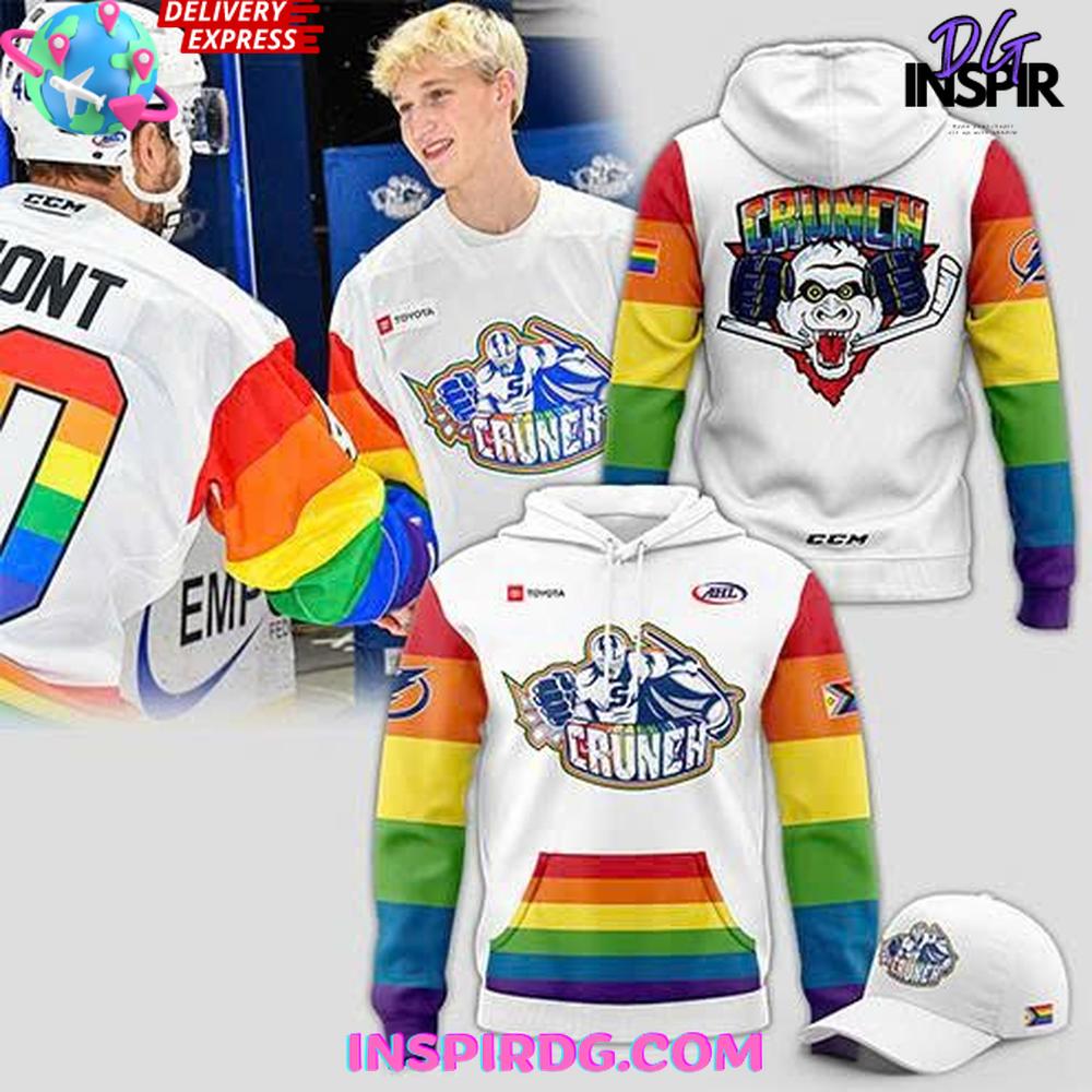 Syracuse Crunch Pride Month 2025 White Hoodie Premium Merchandise