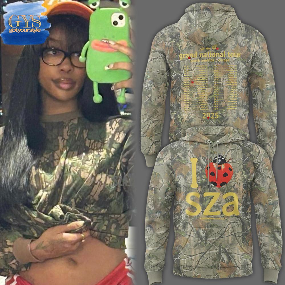 SZA Grand National Tour Limited Edition Camo Hoodie Gift For Sport Music Fans