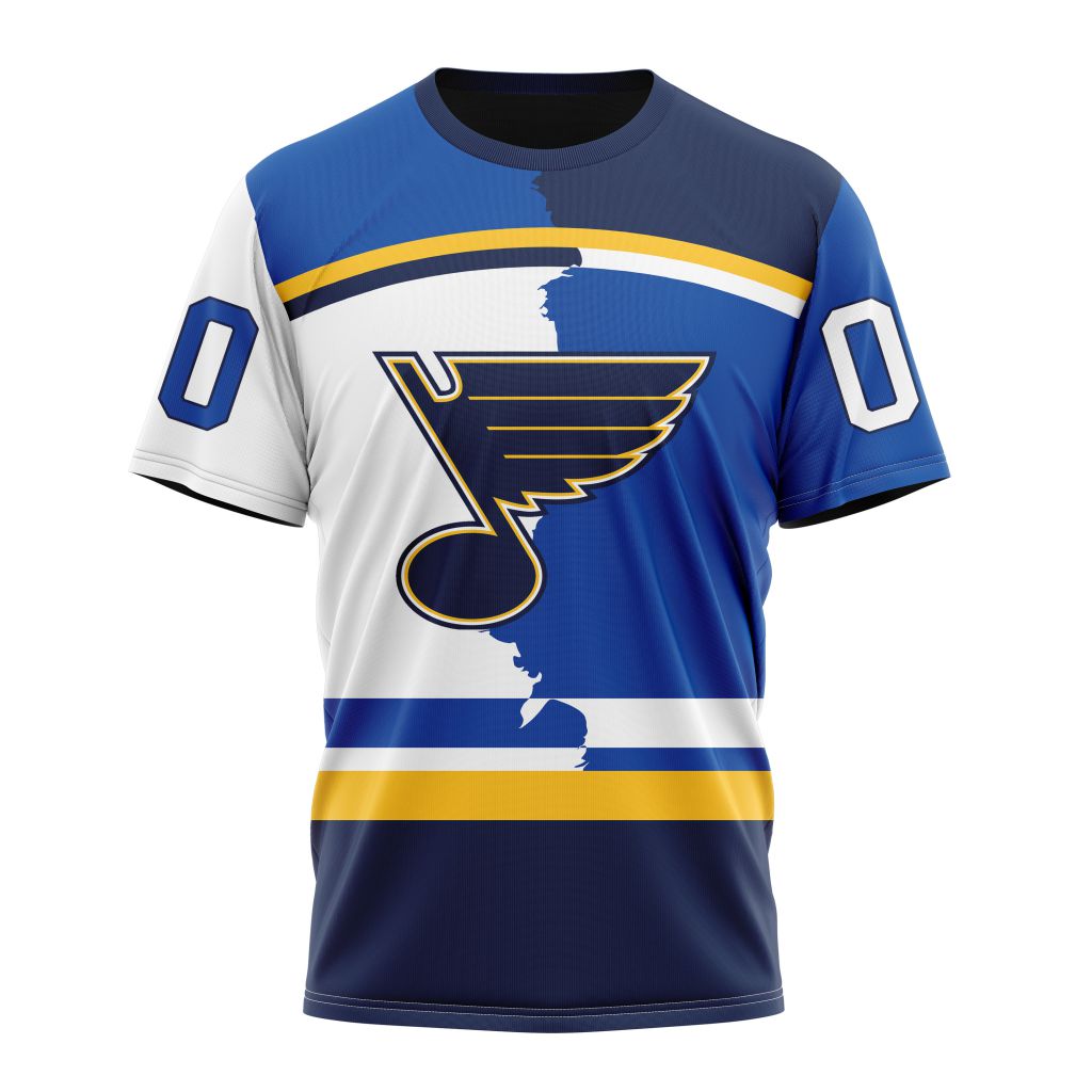 T-shirt NHL St. Louis Blues Personalize 2023 Home Mix Away Kits Gift For Sport Music Fans