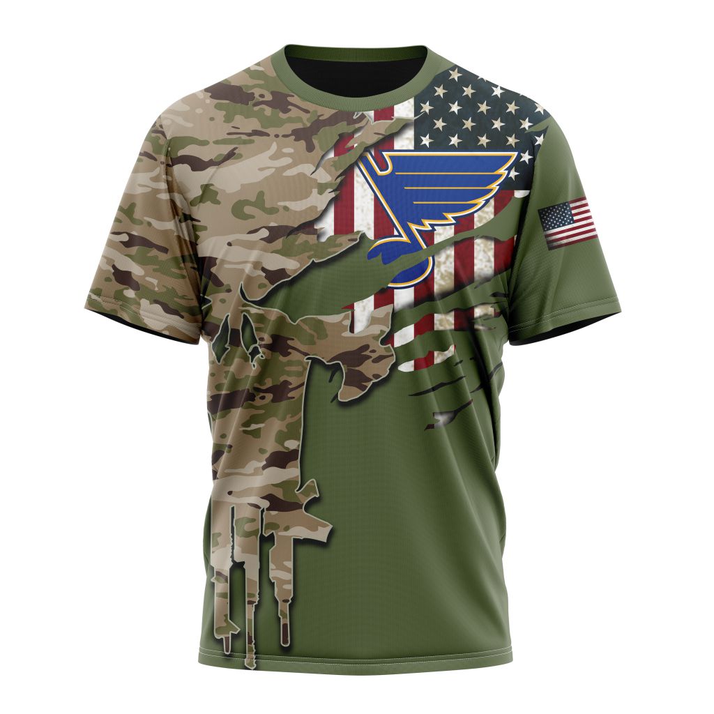 T-shirt NHL St. Louis Blues Special Camo Skull Design ST2303 Gift For Sport Music Fans
