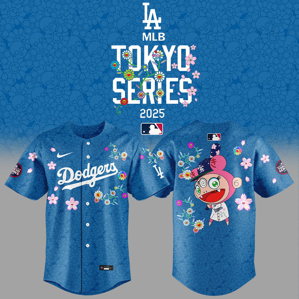 Takashi Murakami x Dodgers World Tour Tokyo Blue Personalized New Baseball Jersey For Fan