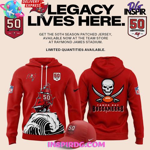 Tampa Bay Buccaneers Celebrate The Legacy of 50 Seasons Red Hoodie Premium Merchandise