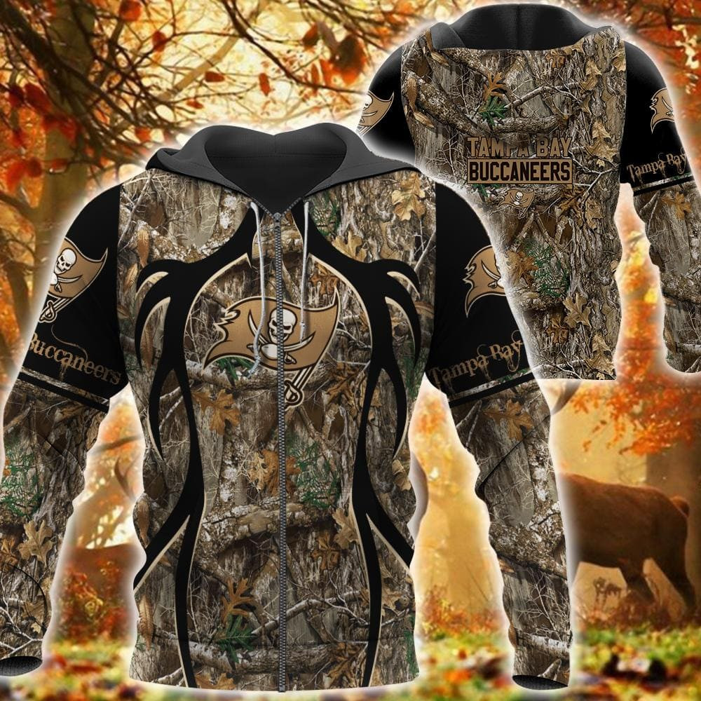 Tampa Bay Buccaneers Hunting Camo Football 3D printed Sweatshirt Hoodie Zipped Hoodie