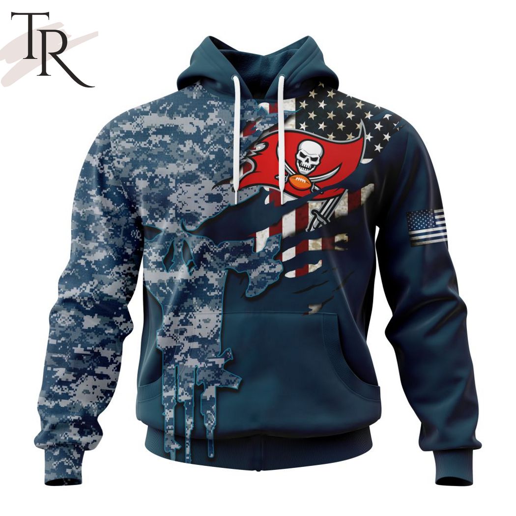 Tampa Bay Buccaneers Punisher Camo NFL Football Team Hoodie