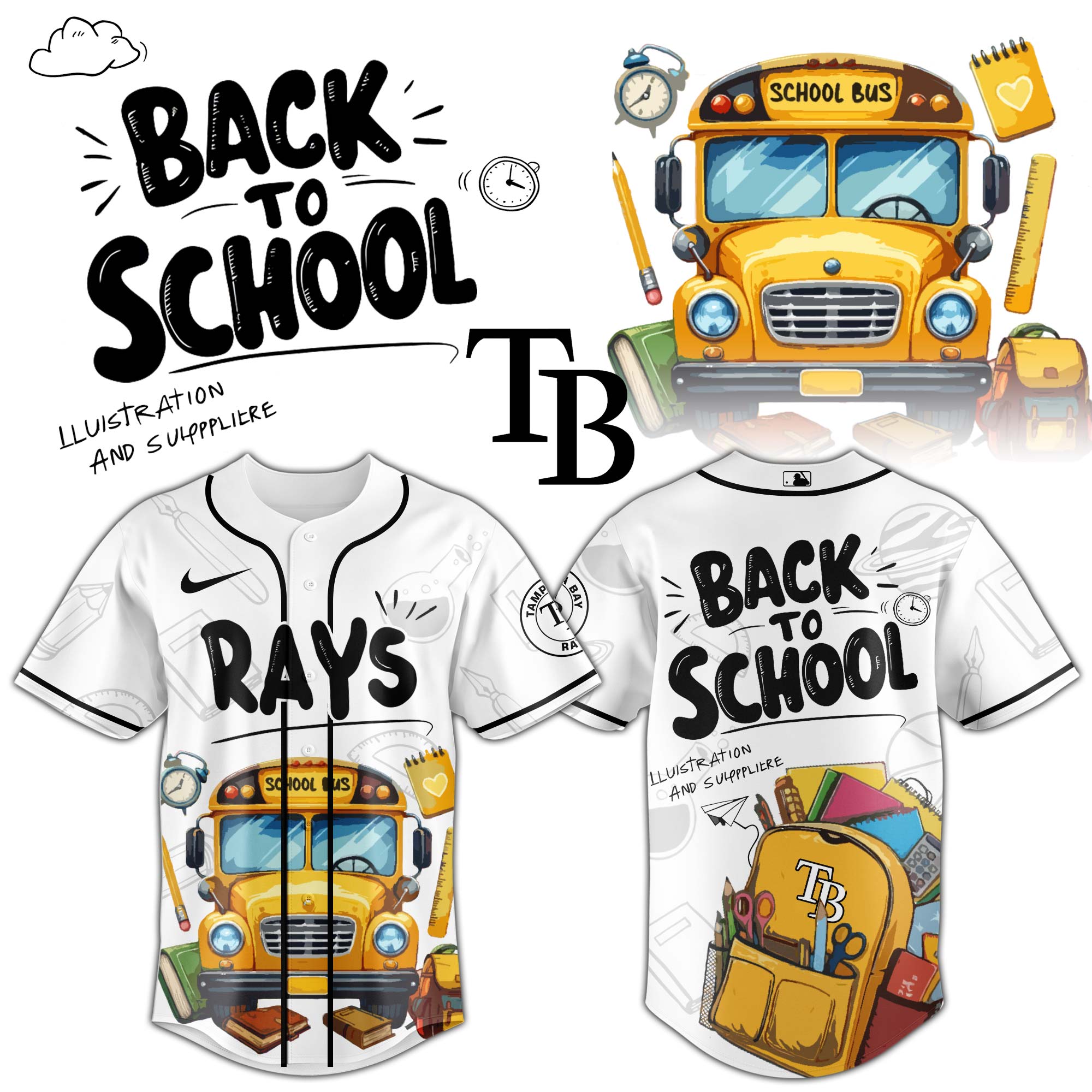 Tampa Bay Rays MLB x Back To School Personalized Baseball Jersey For Fans