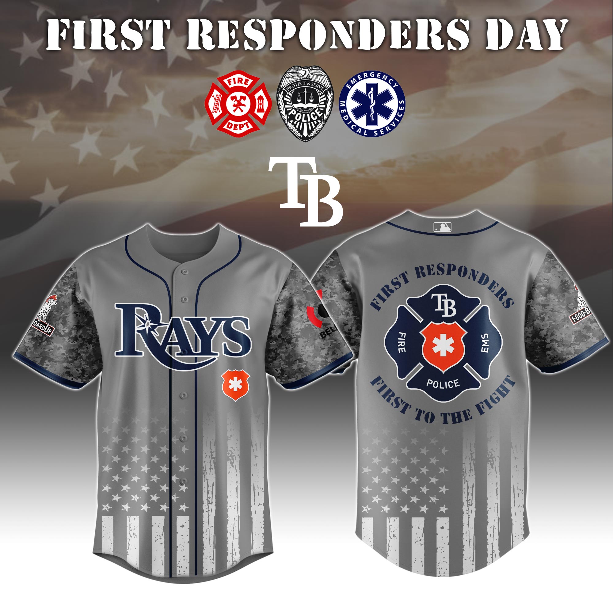 Tampa Bay Rays MLB x First Responders Jersey 2025 Gift For Baseball Fans