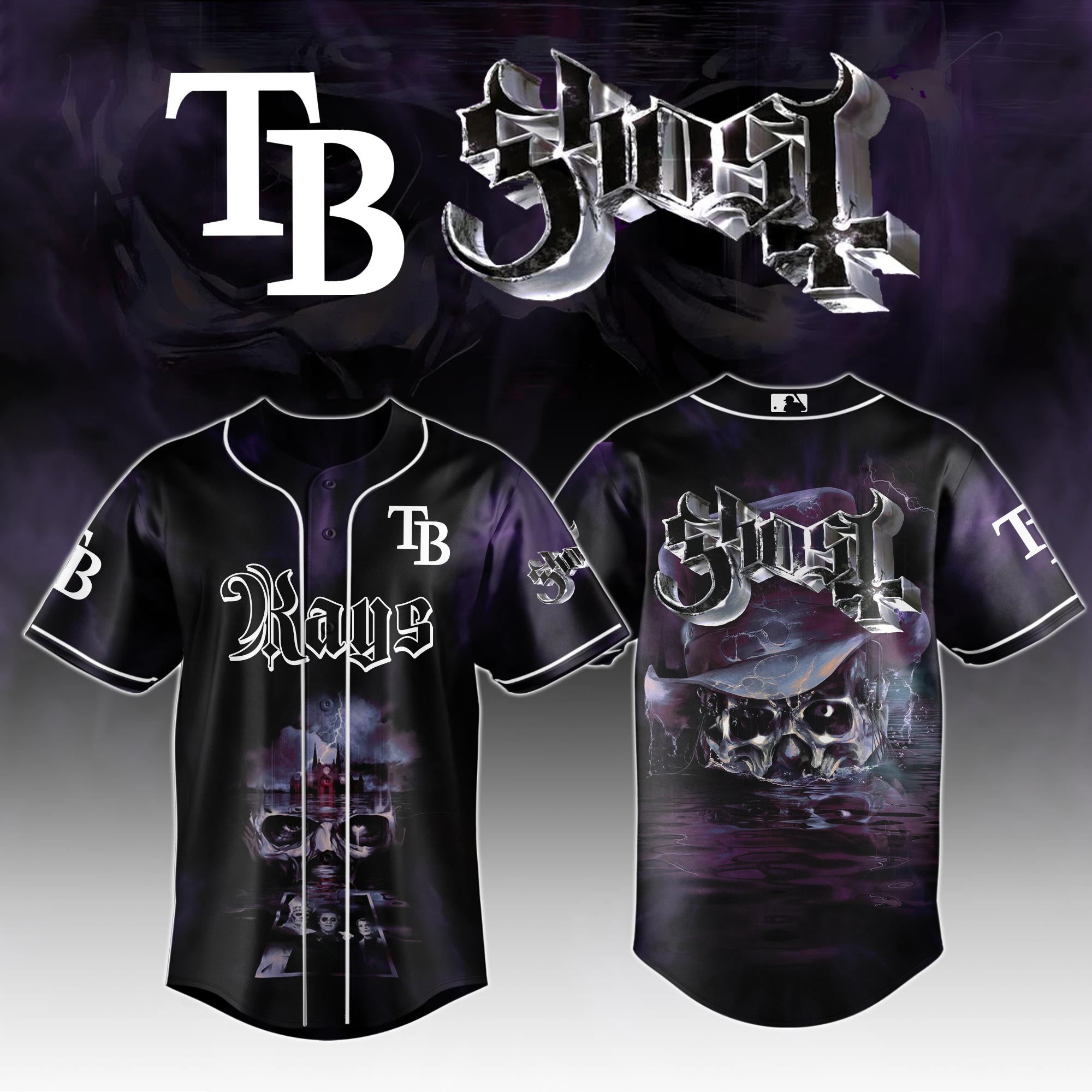 Tampa Bay Rays MLB x GHOST Skeletour World Tour Personalized Baseball Jersey For Fans