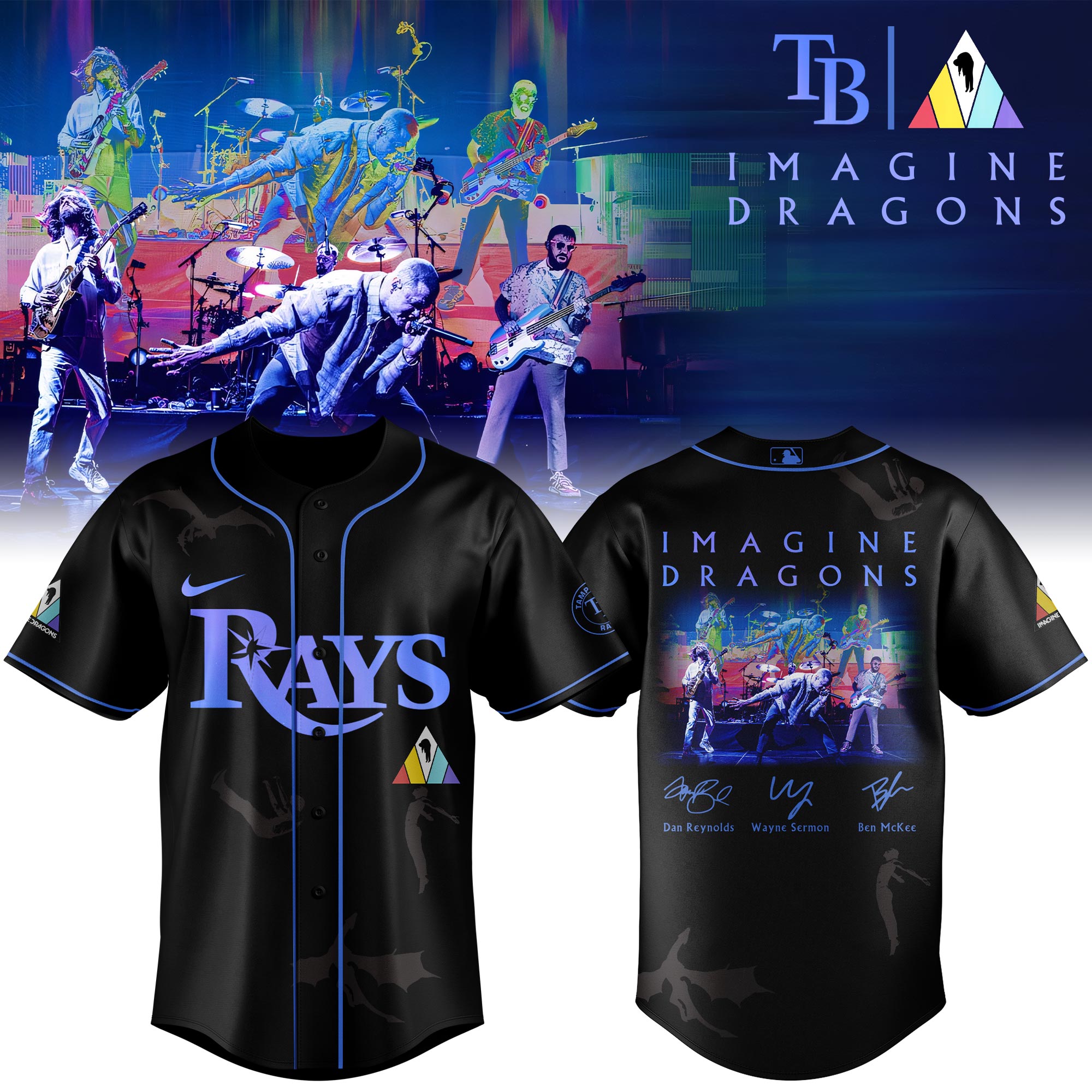 Tampa Bay Rays MLB x Imagine Dragons 17th Anniversary Tour Personalized Baseball Jersey For Fans