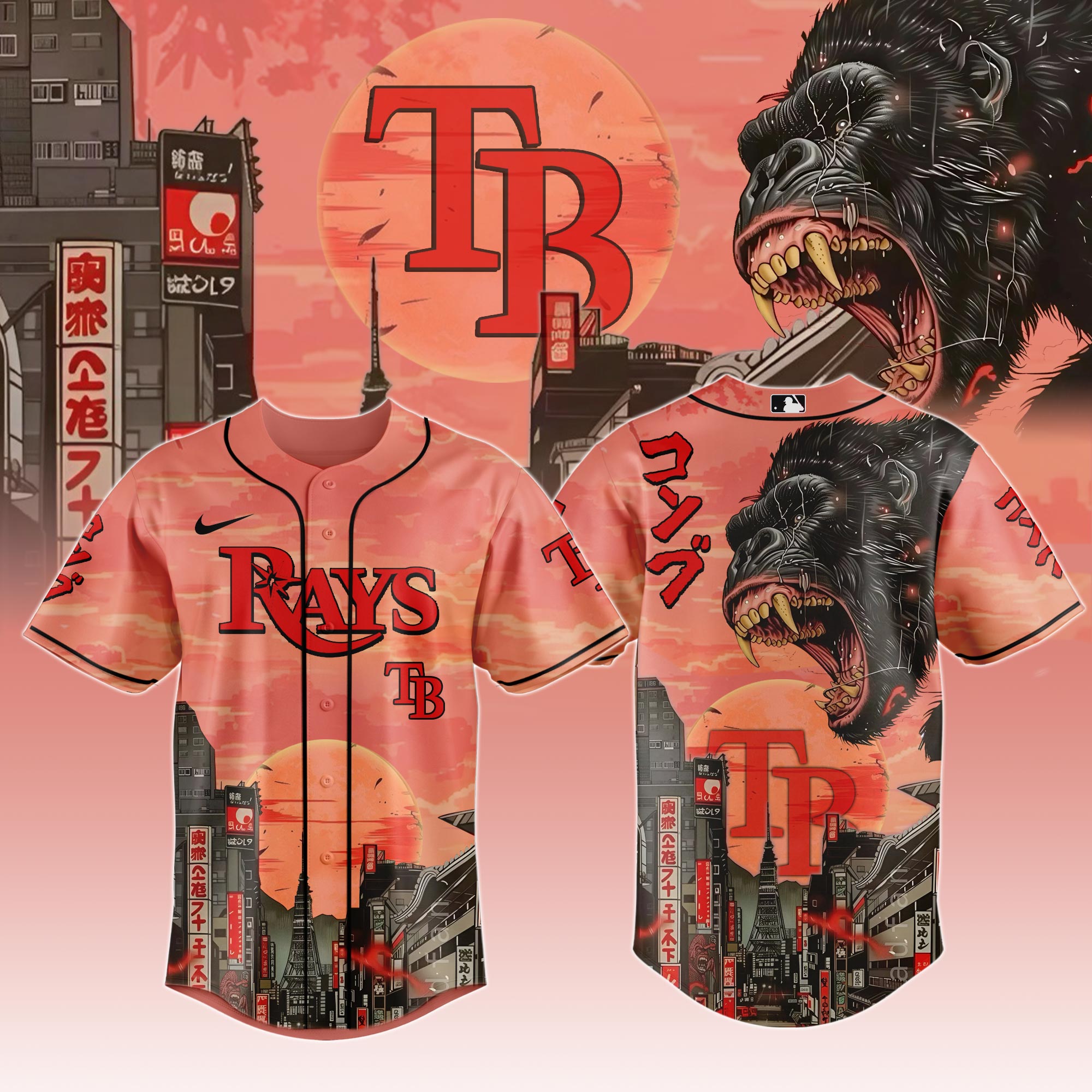 Tampa Bay Rays MLB x Japanese Heritage Kong Personalized Baseball Jersey For Fans