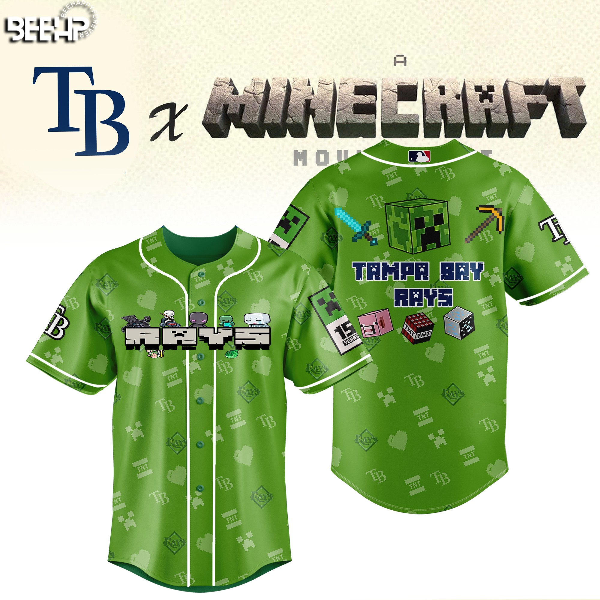Tampa Bay Rays MLB x Minecraft Personalized Baseball Jersey For Fan