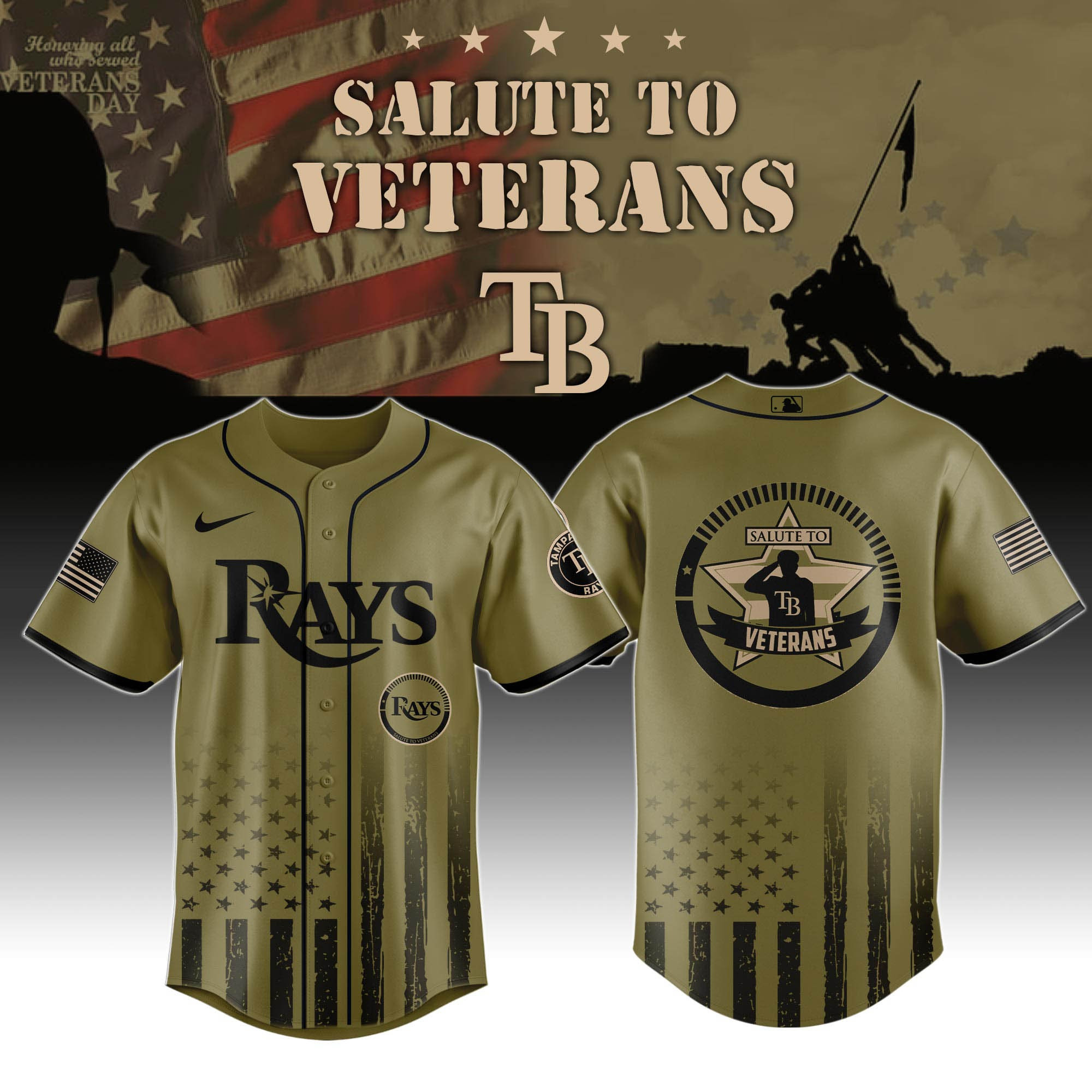 Tampa Bay Rays MLB x Salute To Veterans Jersey Presents For Baseball Fans