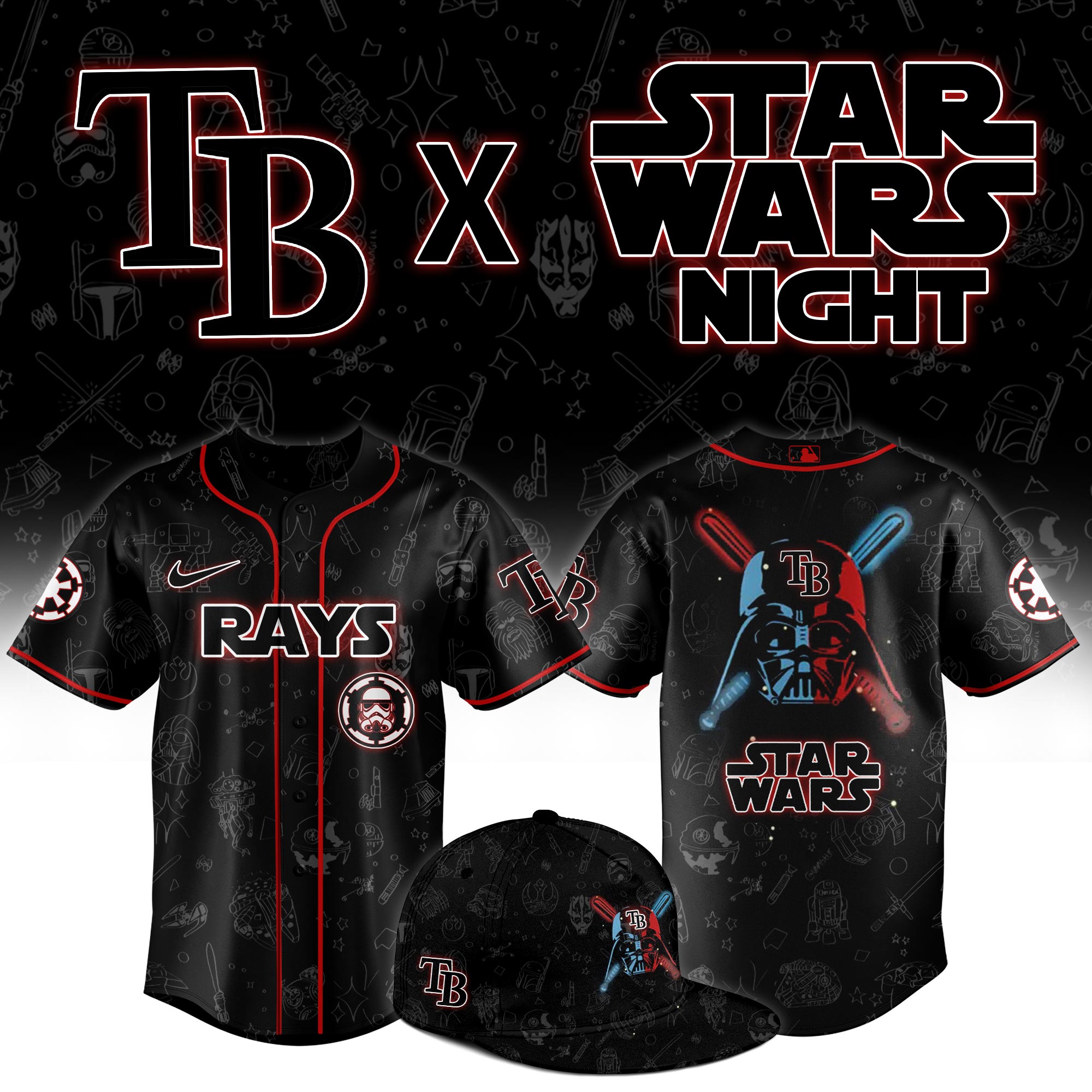 Tampa Bay Rays MLB x Star Wars Night Personalized Baseball Jersey For Fans