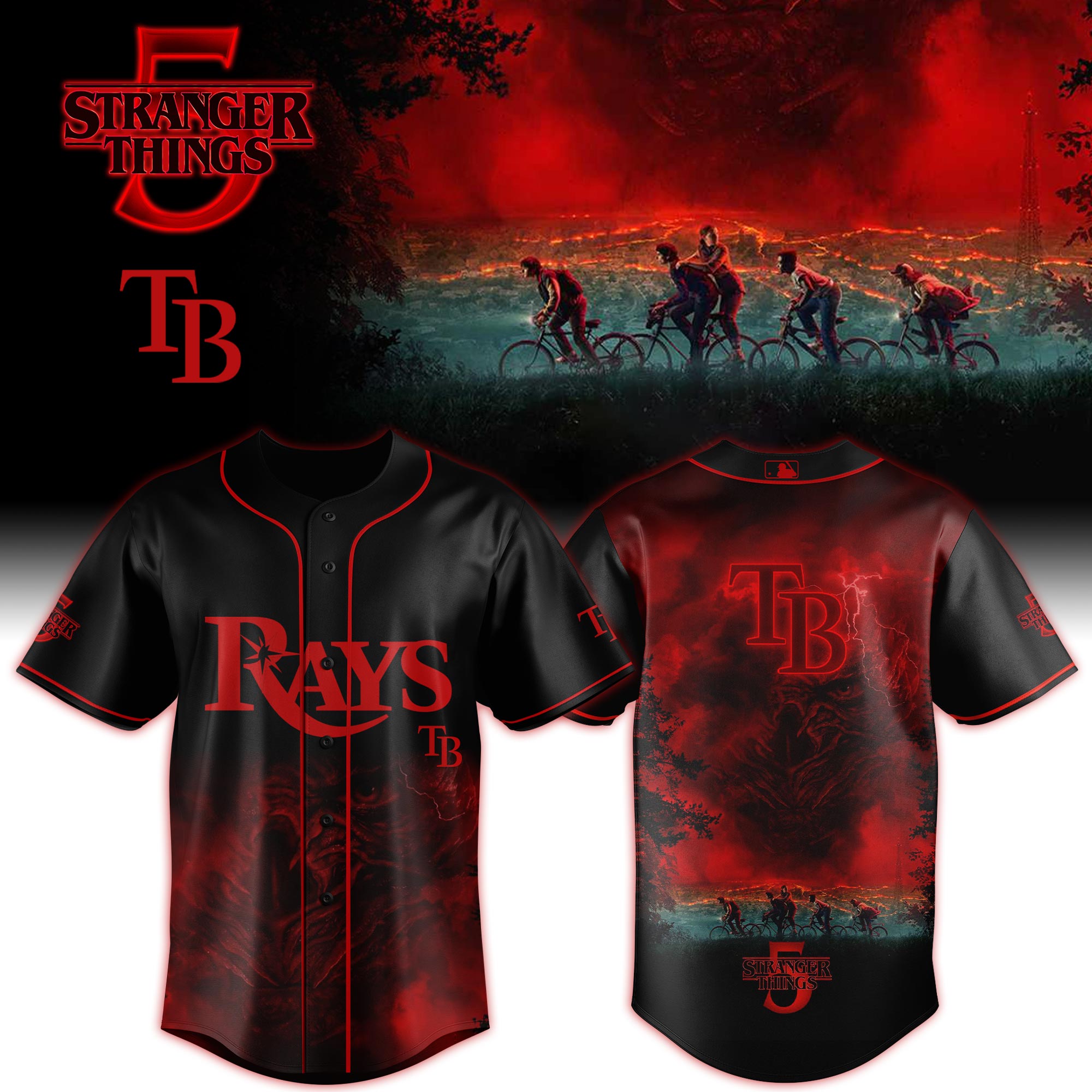Tampa Bay Rays MLB x Stranger Things Personalized Baseball Jersey For Fans