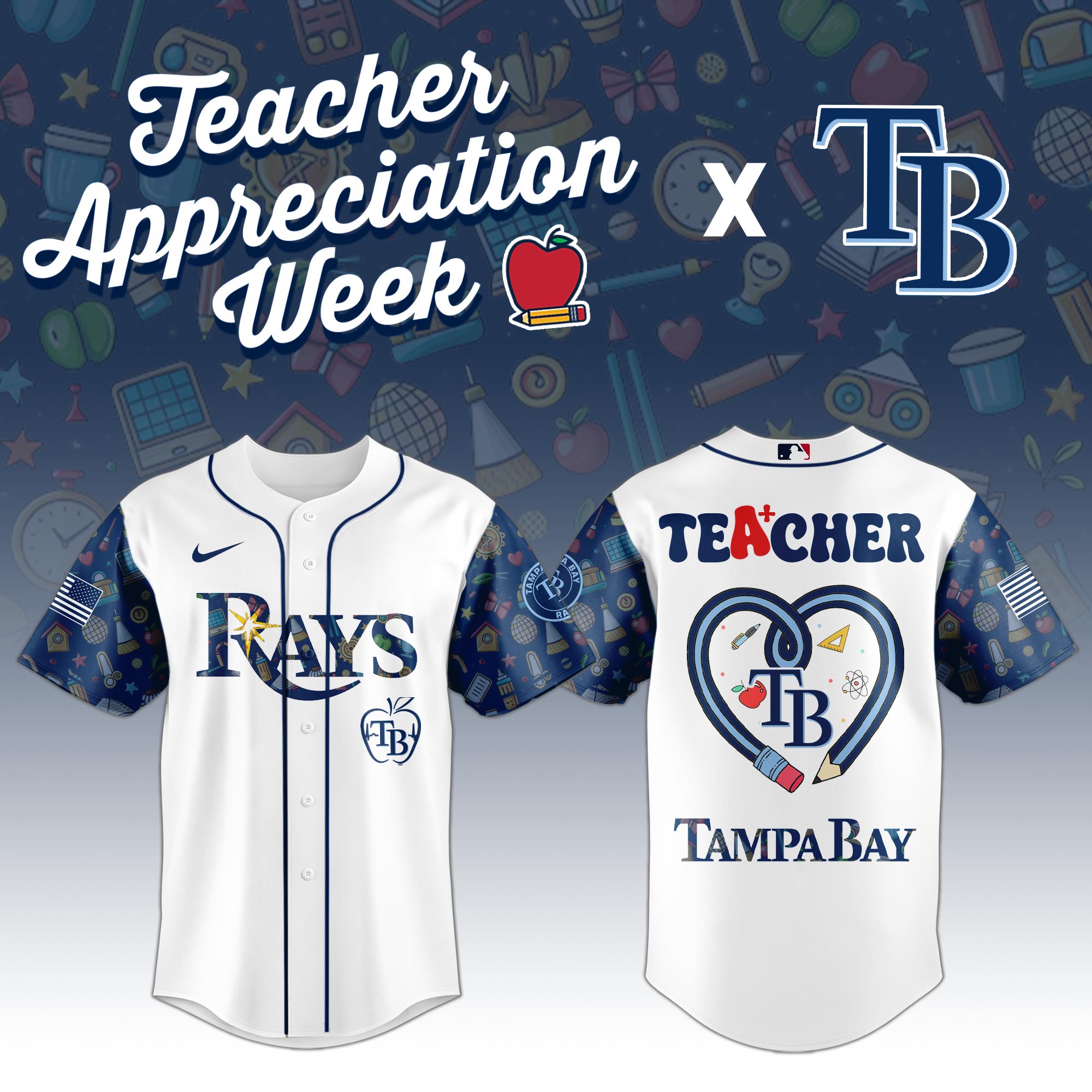 Tampa Bay Rays MLB X Teacher Appreciation Week Personalized Baseball Jersey For Fans