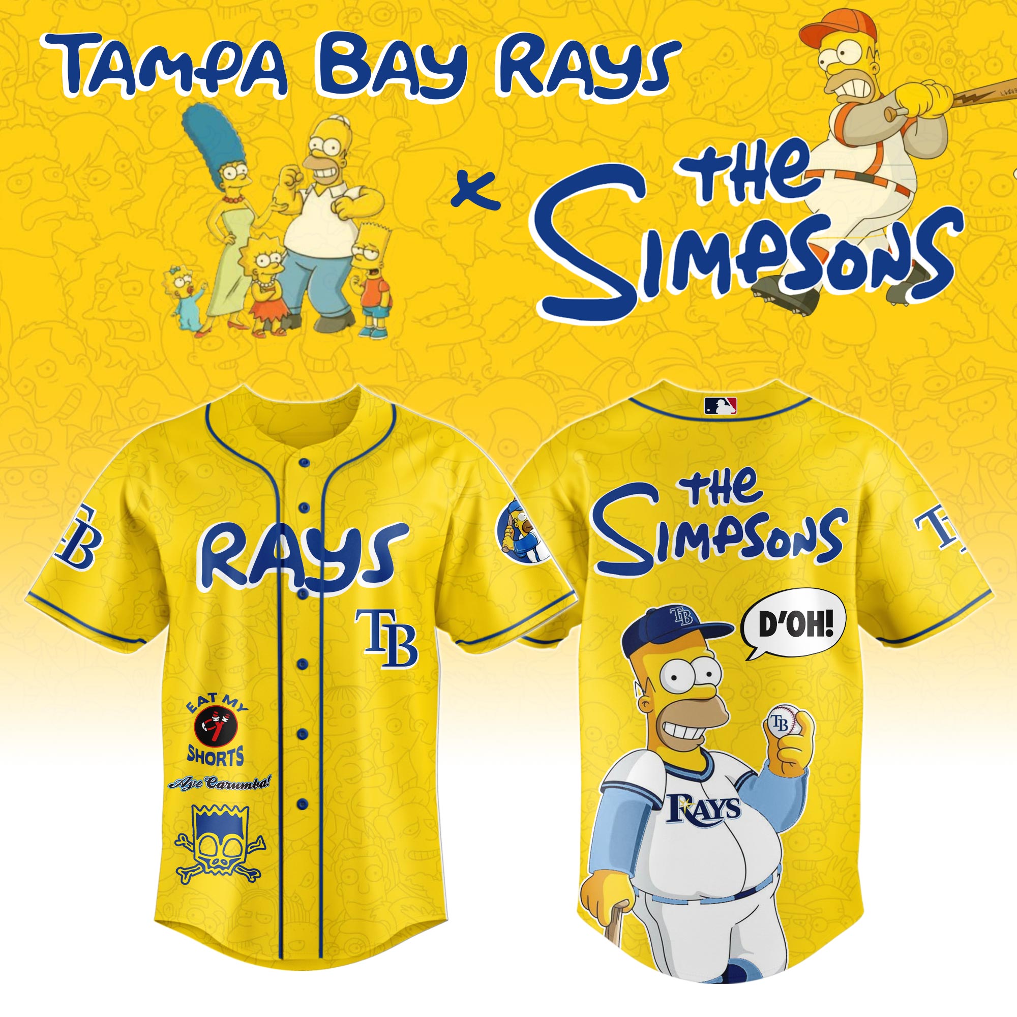 Tampa Bay Rays MLB x The Simpsons Personalized New Baseball Jersey For Fans