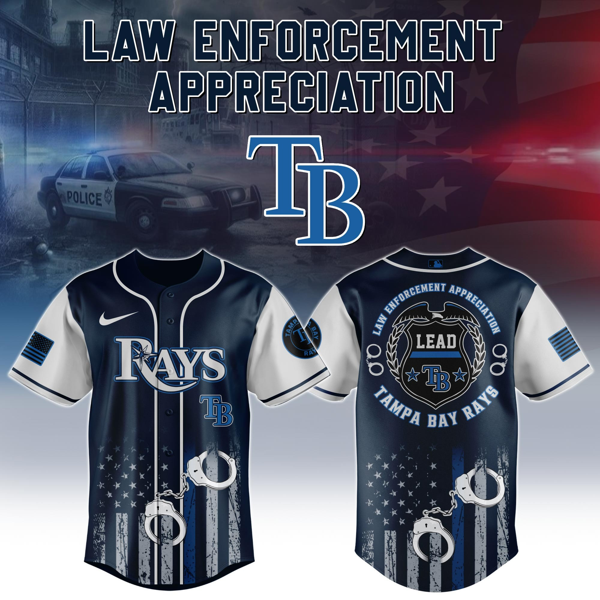 Tampa Bay Rays X Law Enforcement Appreciation Day Jersey Thin Blue Line MLB Fan Merch