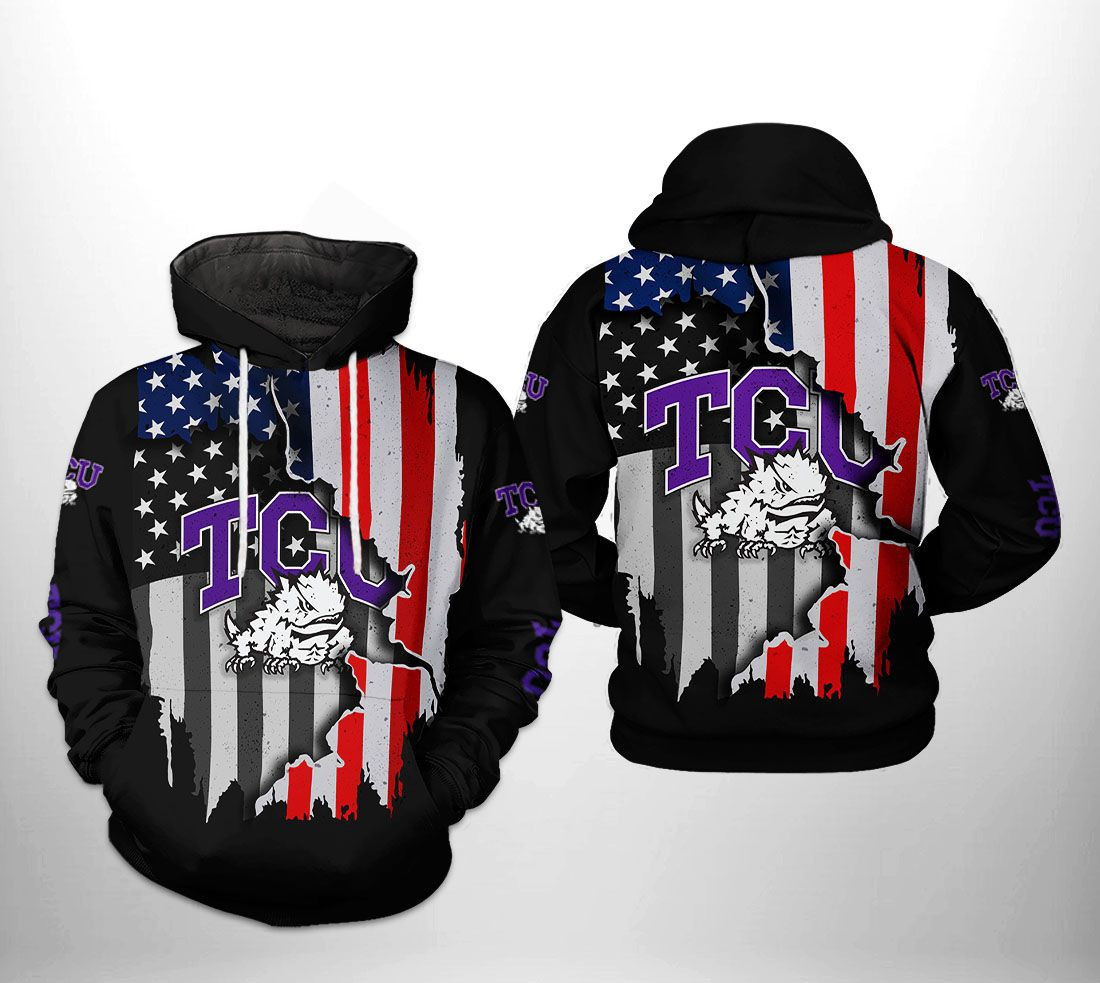 Tcu Horned Frogs NCAA US Flag Hoodie  Zip Hoodie Version 604
