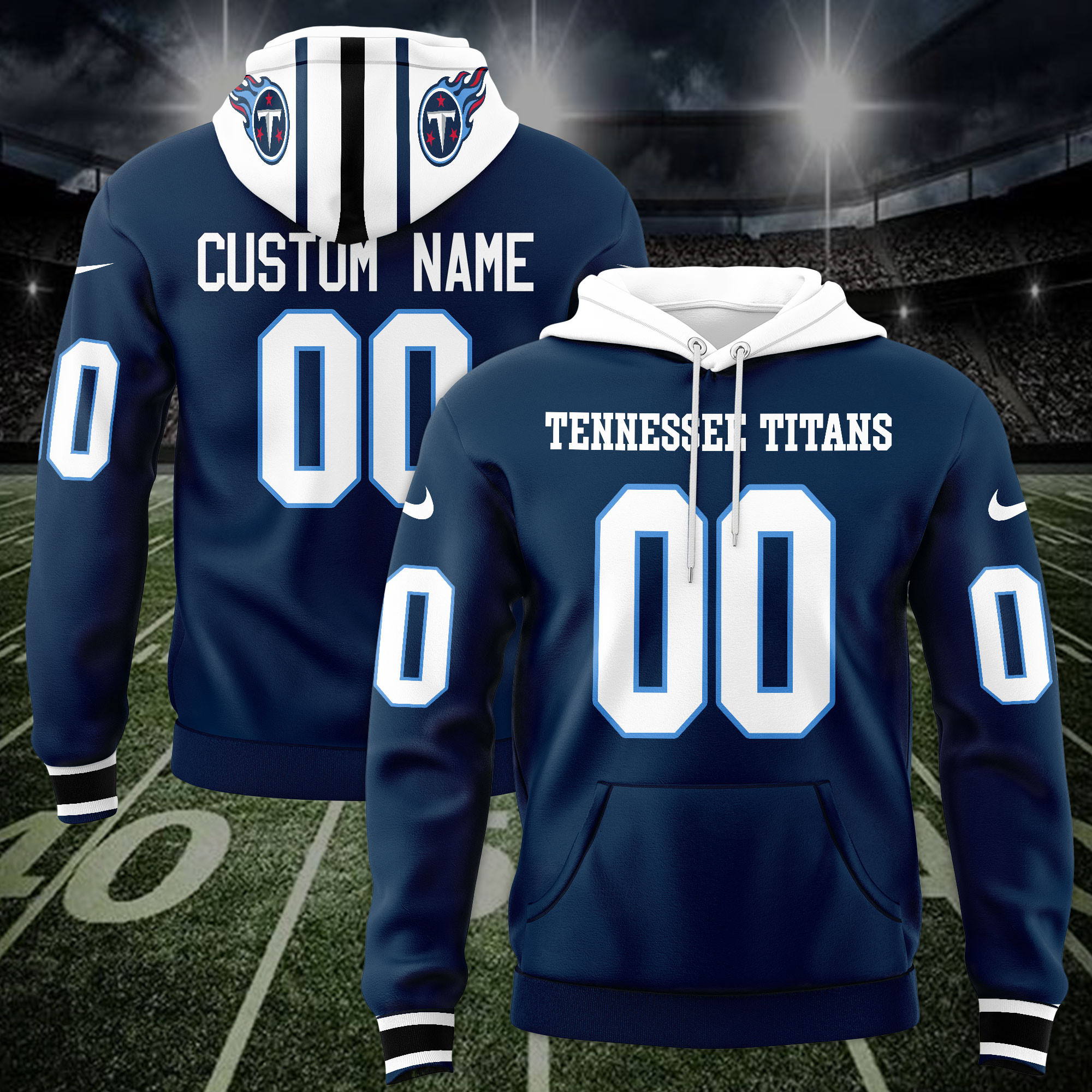 Tennessee Titans Custom Name And Number 3D Hoodie Version 166