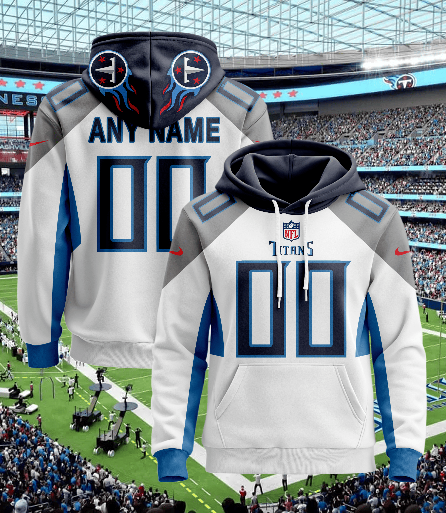 Tennessee Titans Custom Name And Number 3D Hoodie Version 184