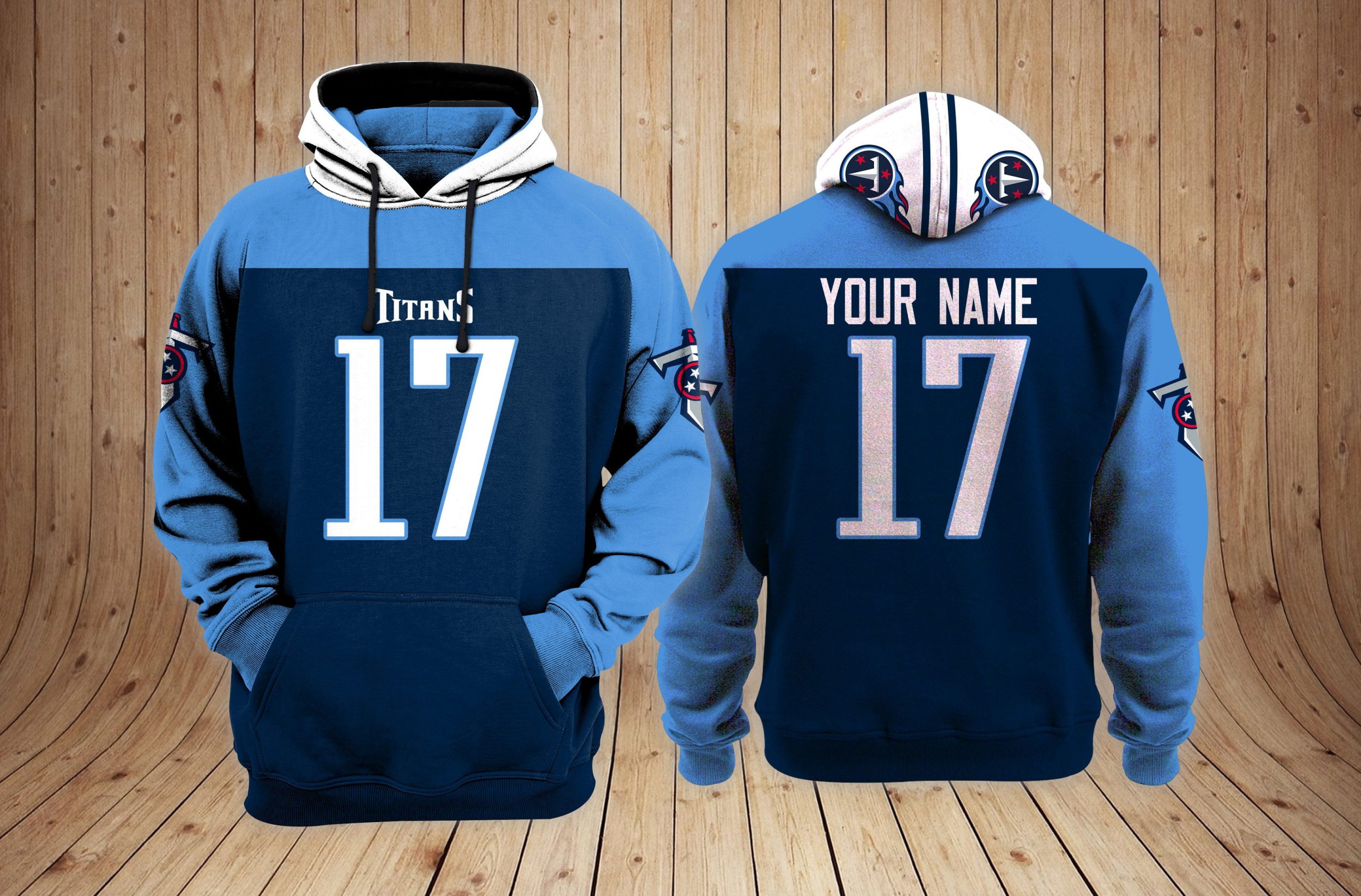 Tennessee Titans Personalized Name And Number NFL 3D Hoodie Style 63 Gift For Sport Music Fans