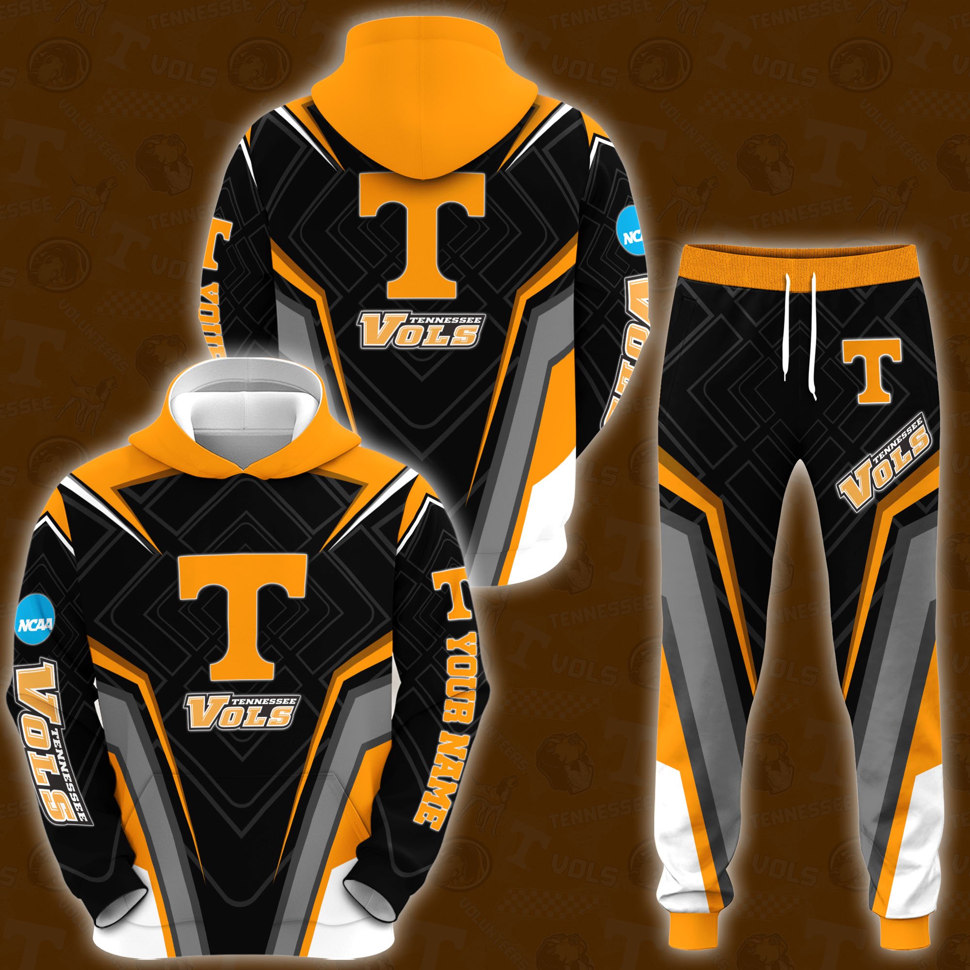 Tennessee Volunteers Hoodie Joggers Set Custom Your name, Sport Zip Up Hoodie Joggers Set, Sport Gifts For Fan, Tennessee Volunteers Hoodie YU21 Gift For Sport Music Fans