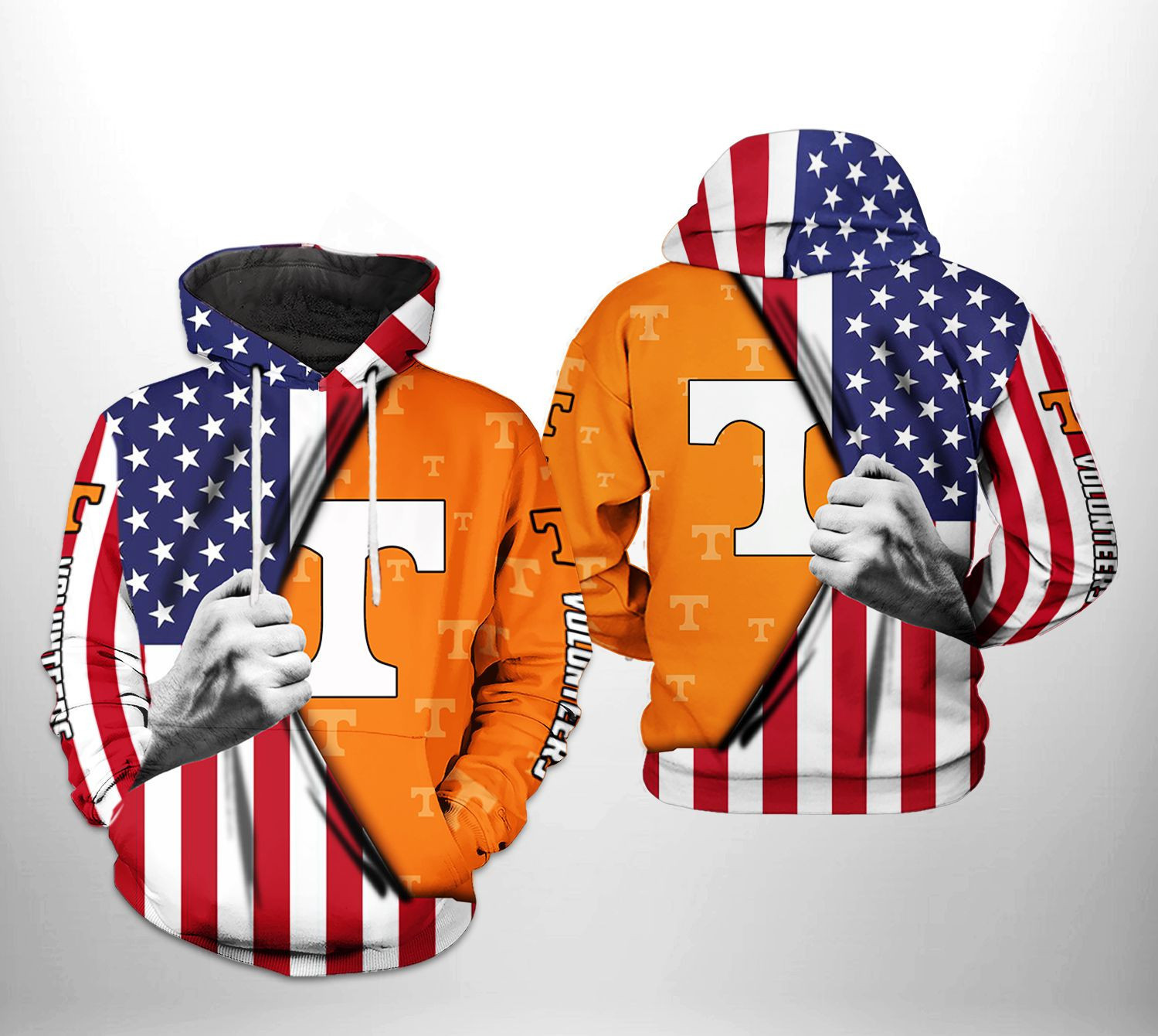 Tennessee Volunteers NCAA US Flag Hoodie  Zip Hoodie Version 537