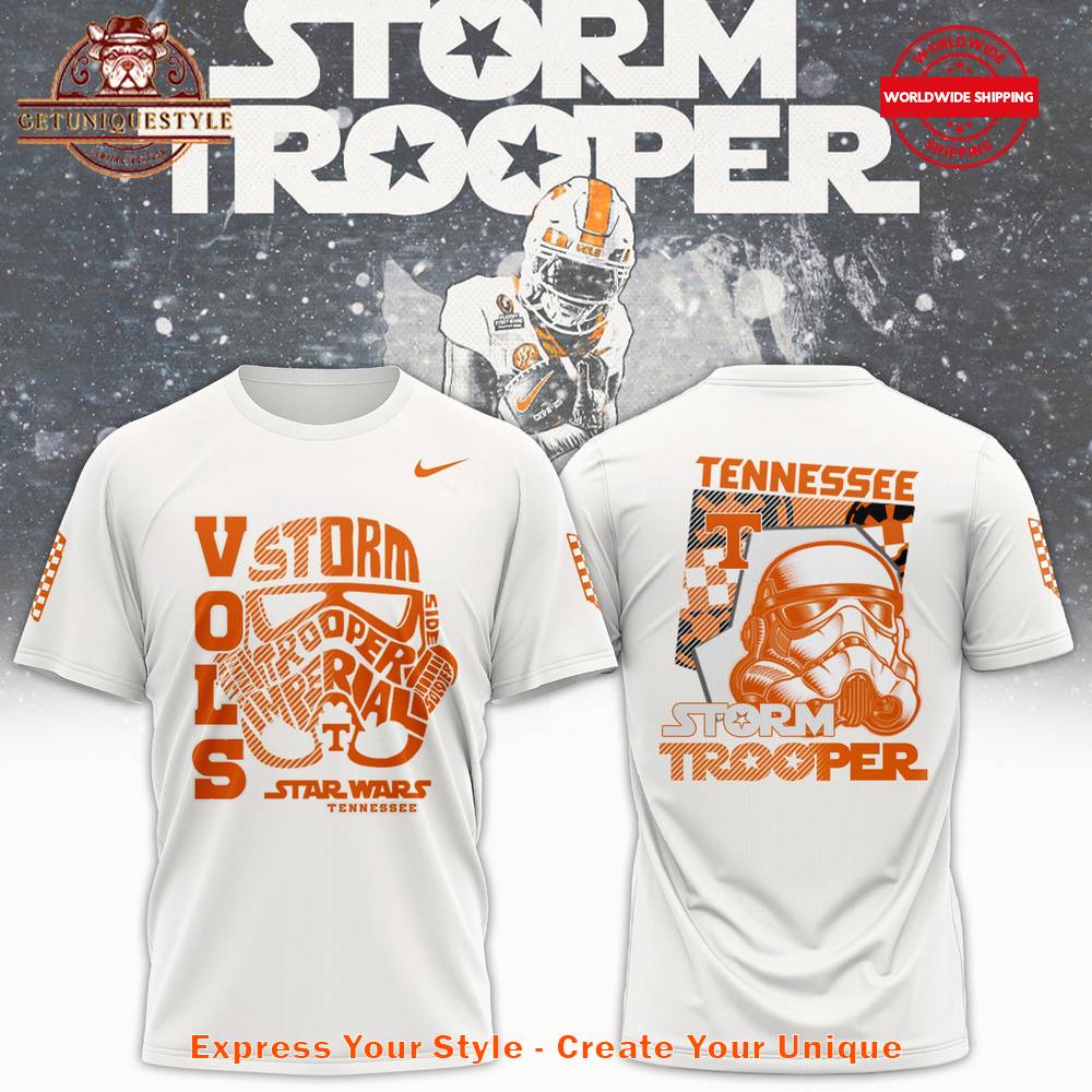 Tennessee Volunteers x Star Wars Storm Trooper White Shirt Gift For Sport Music Fans