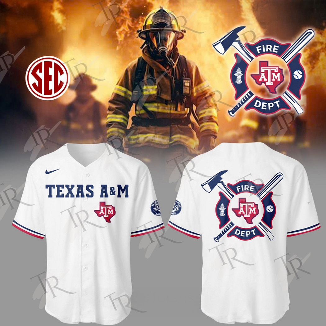 Texas Am Aggies Baseball 2025 Firefighter Appreciation Night  Edition Baseball Jersey White Gifts For Baseball Players
