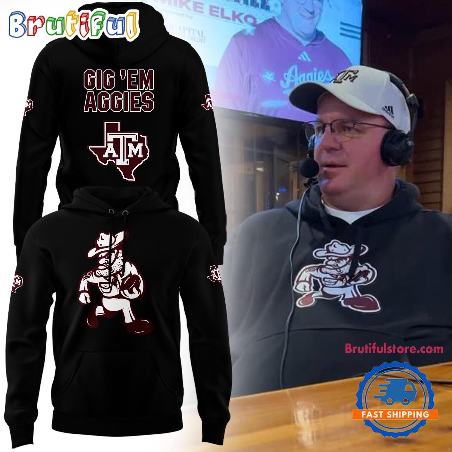 Texas AM Aggies Coach Mike Elko Limited Black Hoodie